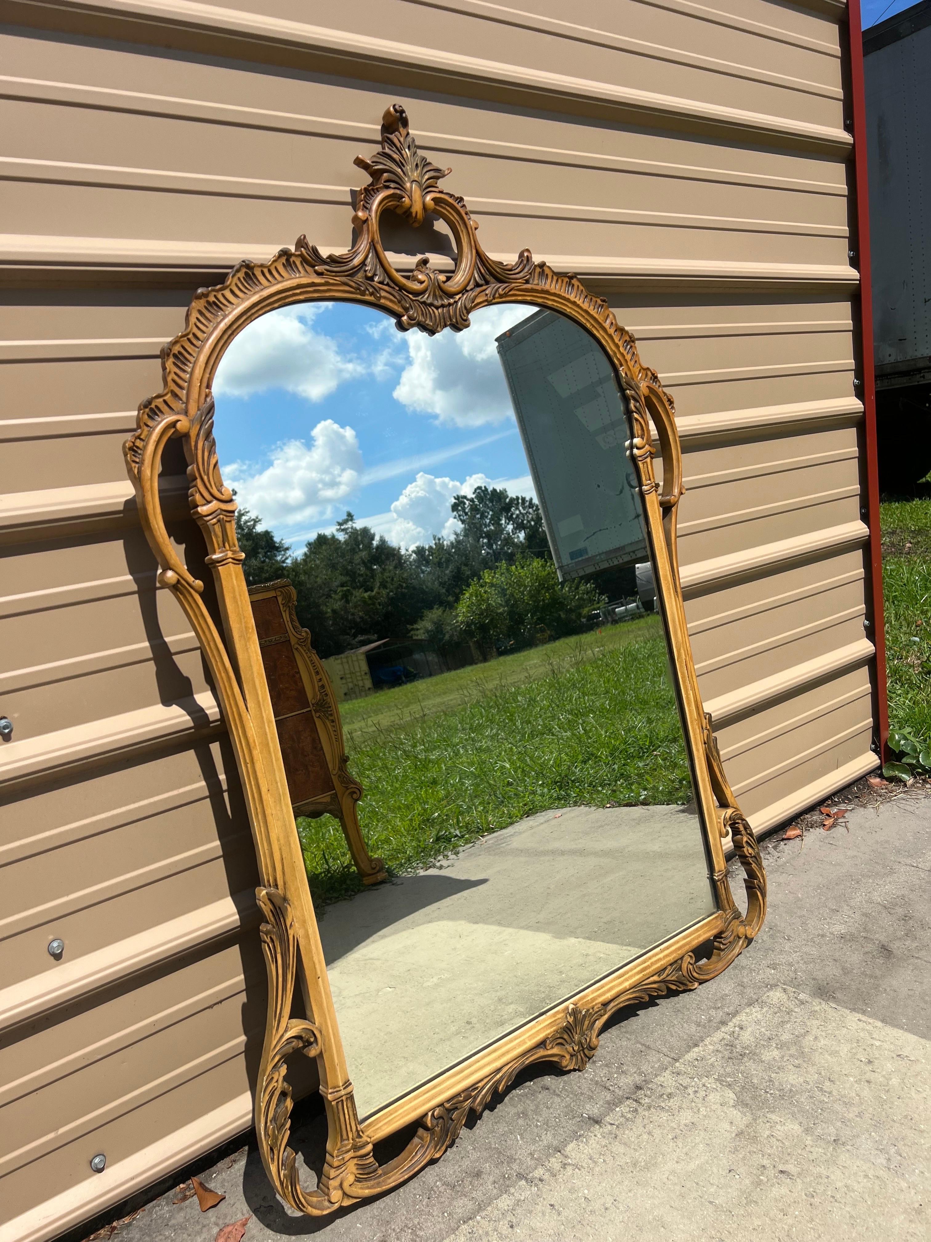 Mid-20th Century French Louis XVI Carved, painted and Giltwood ornate Mirror.  Ready to hang.  Stunning mirror!  Wood backing.