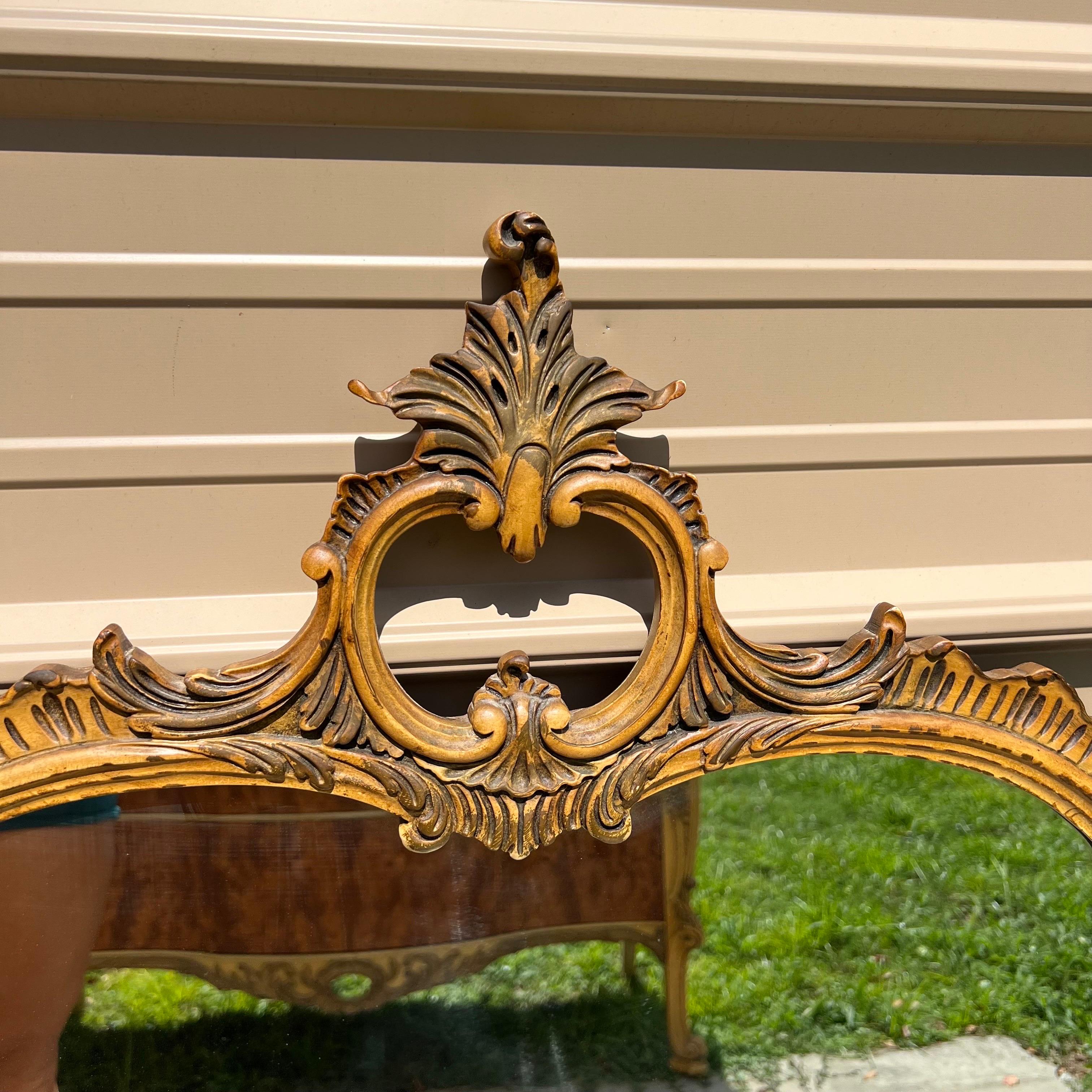Louis XIV Mid-20th Century  Louis XVI Style Carved, Painted and Giltwood Ornate Mirror For Sale