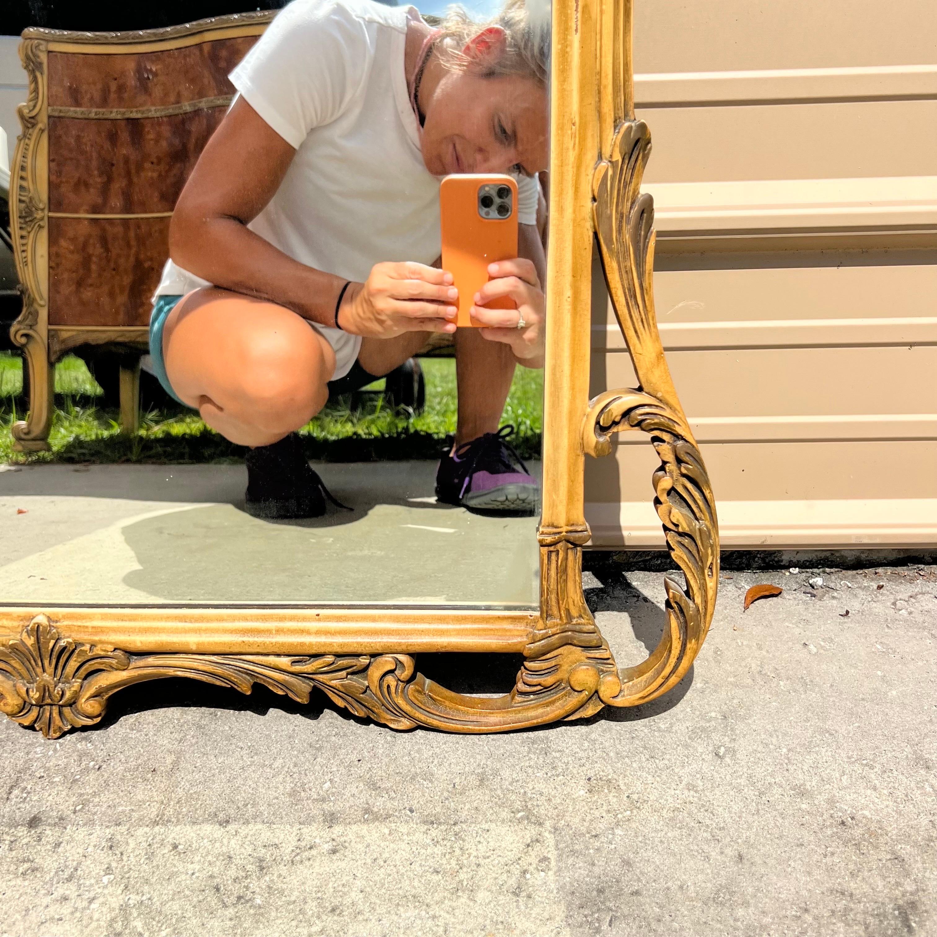 Mid-20th Century  Louis XVI Style Carved, Painted and Giltwood Ornate Mirror For Sale 1