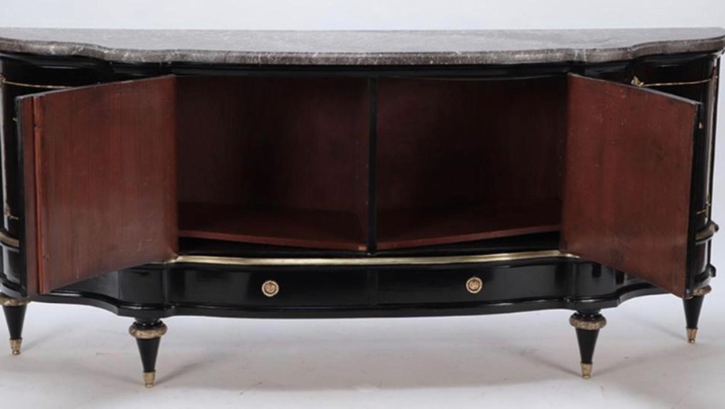 Unknown Mid-20th Century Louis XVI Style Ebonized Marble Top Sideboard with Bronze Mount For Sale