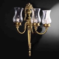 Mid-20th Century Louis XVI Style Gilt Bronze 3-Arm Wall Sconce - 22in