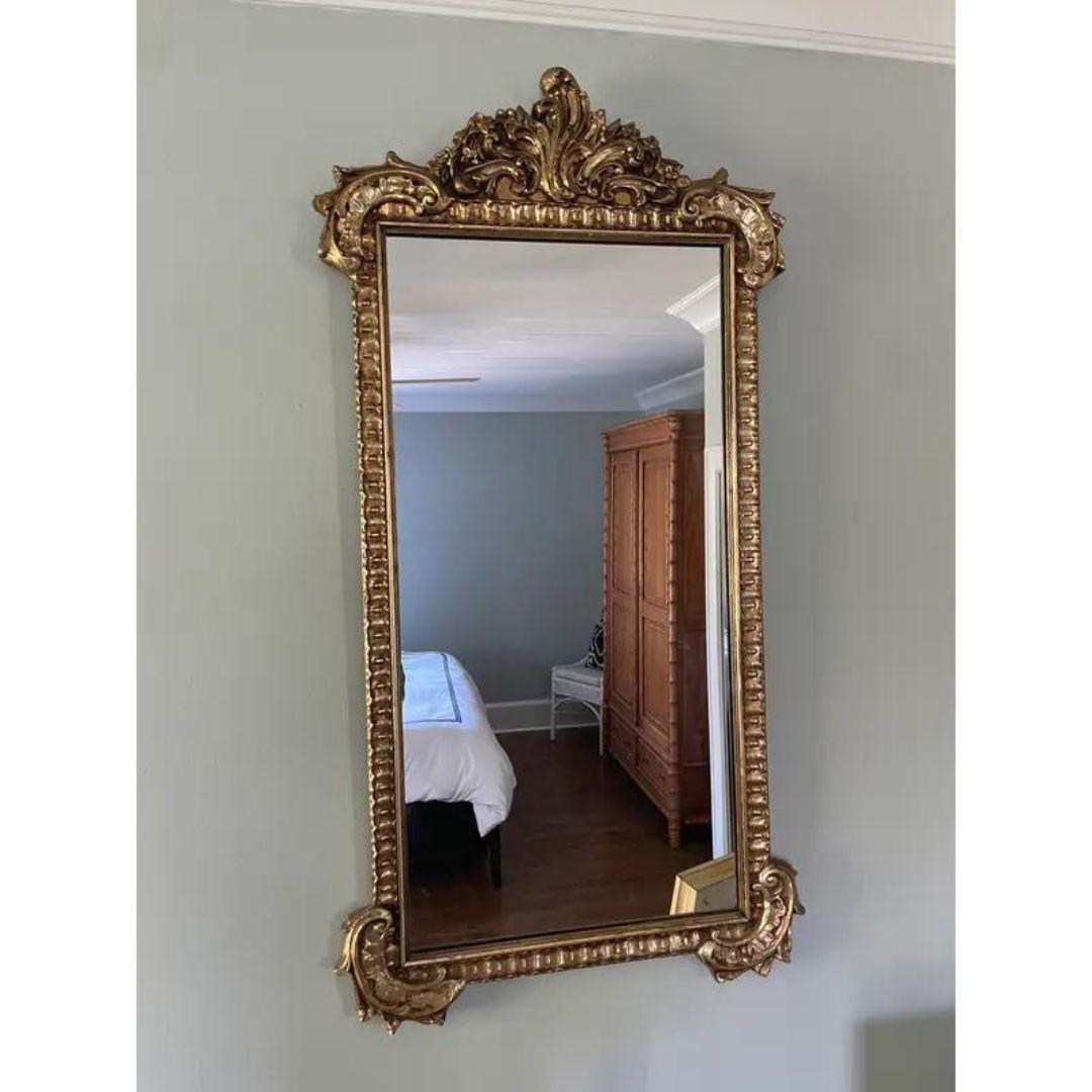 Gold Mid 20th Century Louis XVI Style Gilt Wood Mirror For Sale