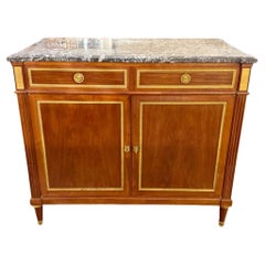 Mid 20th Century Louis XVI Style Mahogany Cabinet with Marble Top