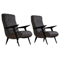 Mid-20th Century Lounge Chairs with Geometric Upholstery, Italy