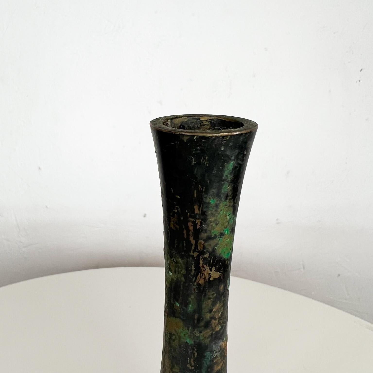 Mid-20th Century Lovely Japanese Iron Vase Patinated Vintage Elegance In Good Condition In Chula Vista, CA