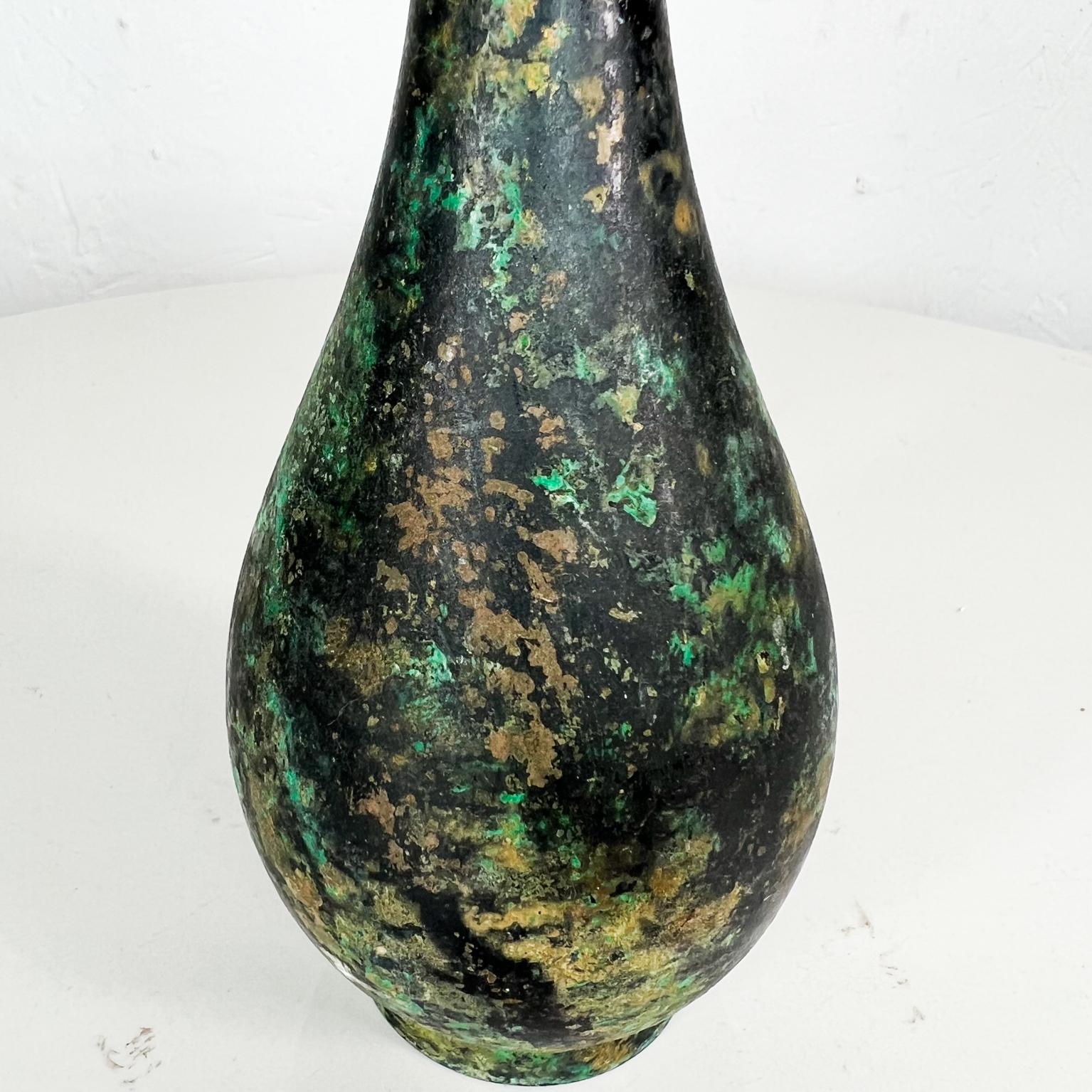 Mid-20th Century Lovely Japanese Iron Vase Patinated Vintage Elegance 1