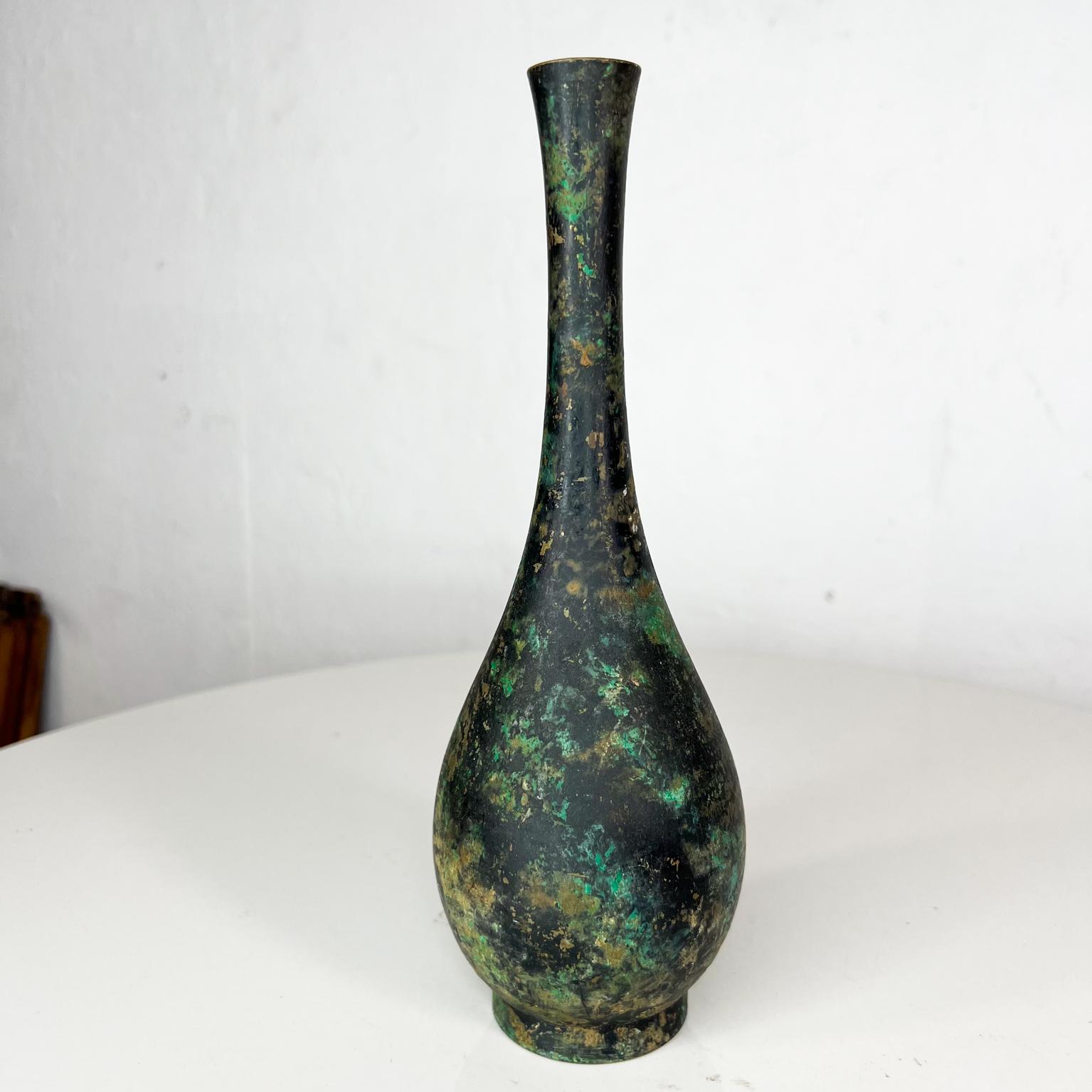 Mid-20th Century Lovely Japanese Iron Vase Patinated Vintage Elegance 3