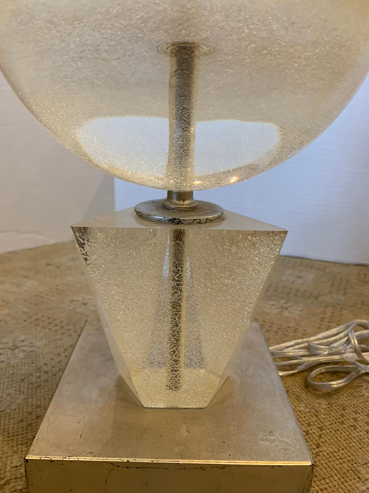 Mid-20th Century Lucite Lamp on Custom Silver Gilt Base For Sale 9