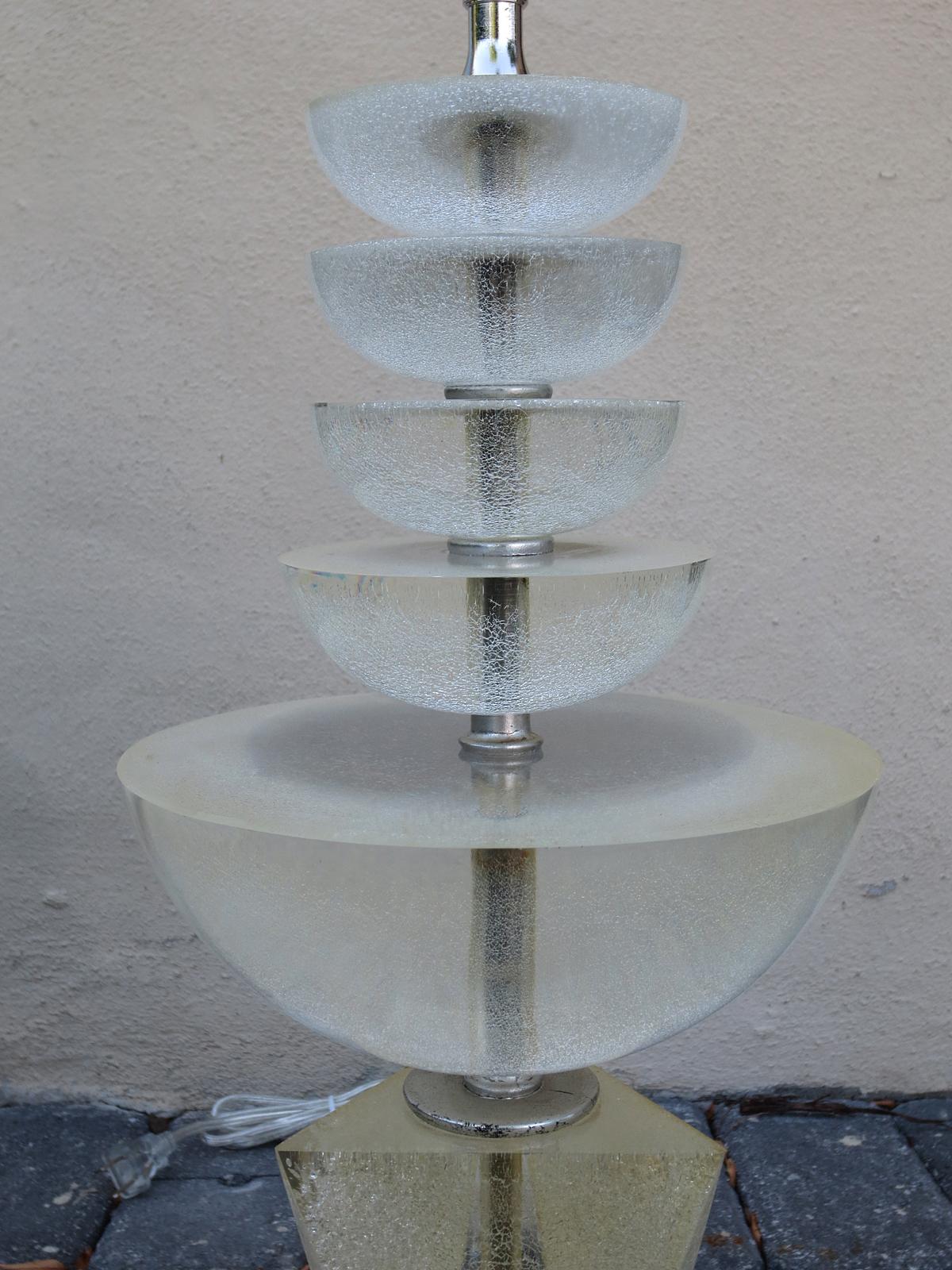 Mid-20th Century Lucite Lamp on Custom Silver Gilt Base For Sale 13