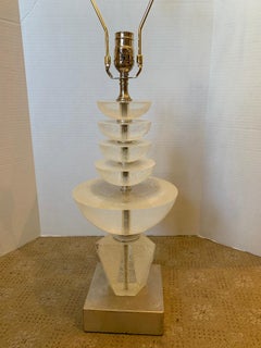 Mid-20th Century Lucite Lamp on Custom Silver Gilt Base