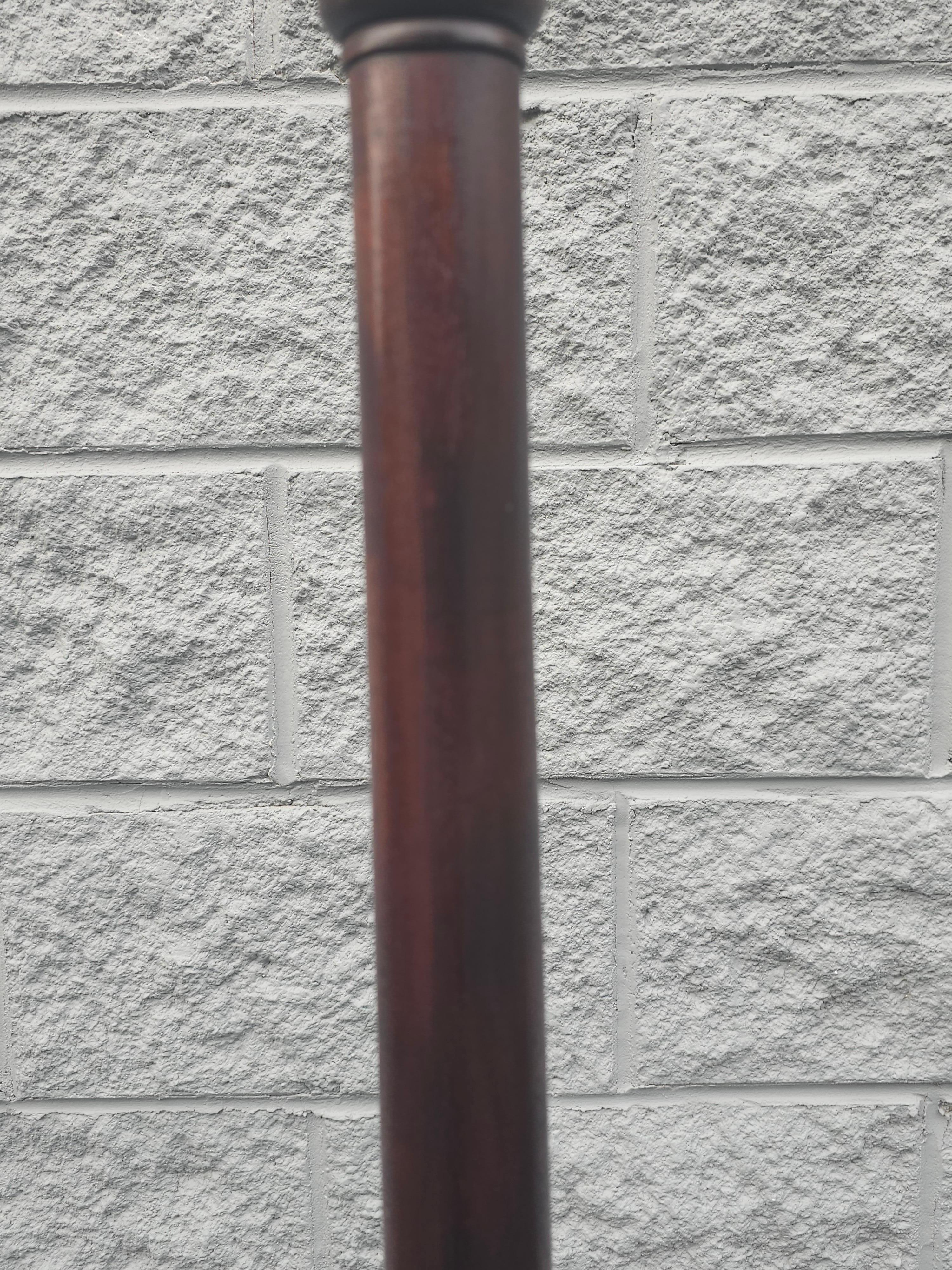 Mid-20th Century Mahogany and Brass Inset Dual Lights Floor Lamp For Sale 4