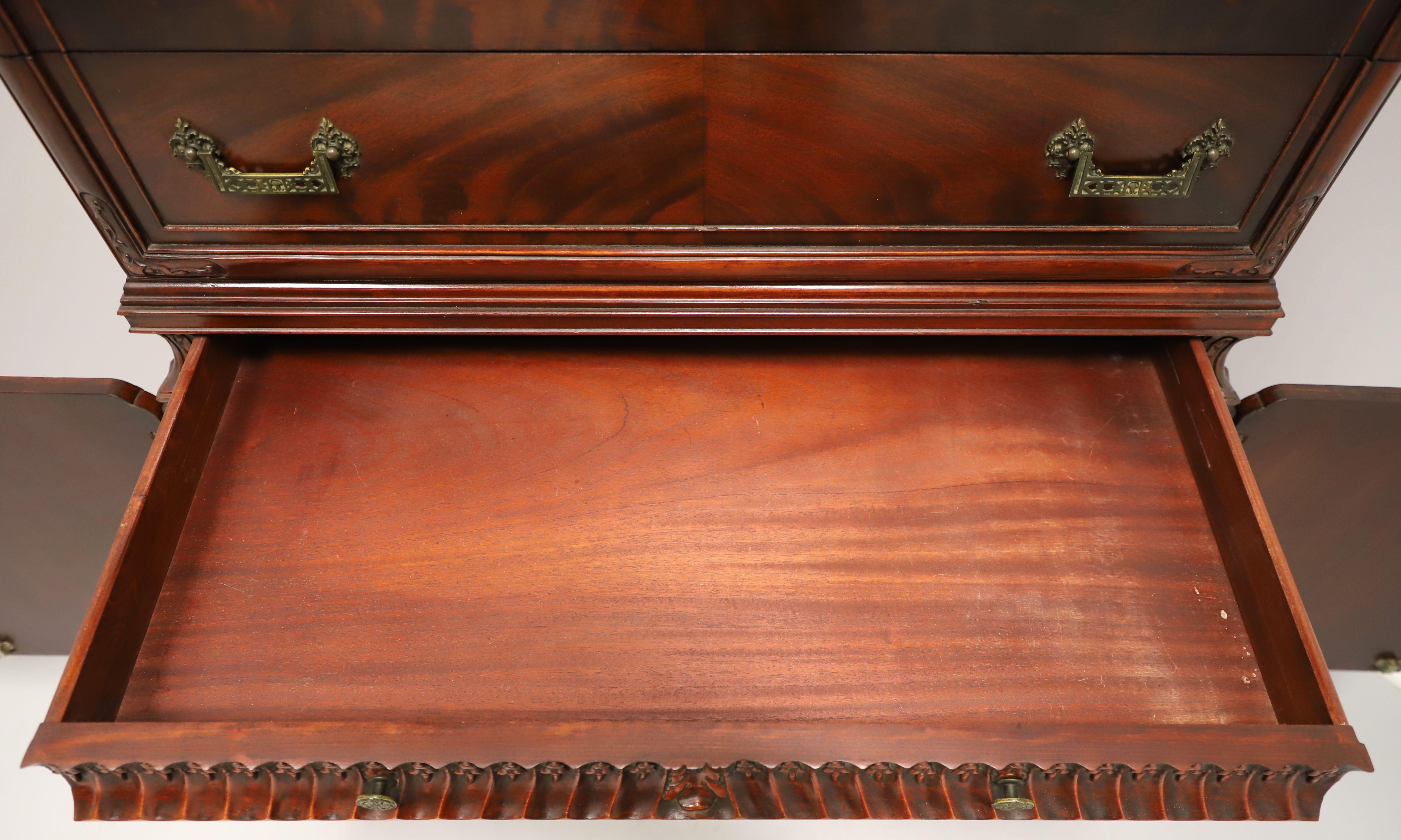 Mid 20th Century Mahogany Asian Influenced Chest on Chest For Sale 4