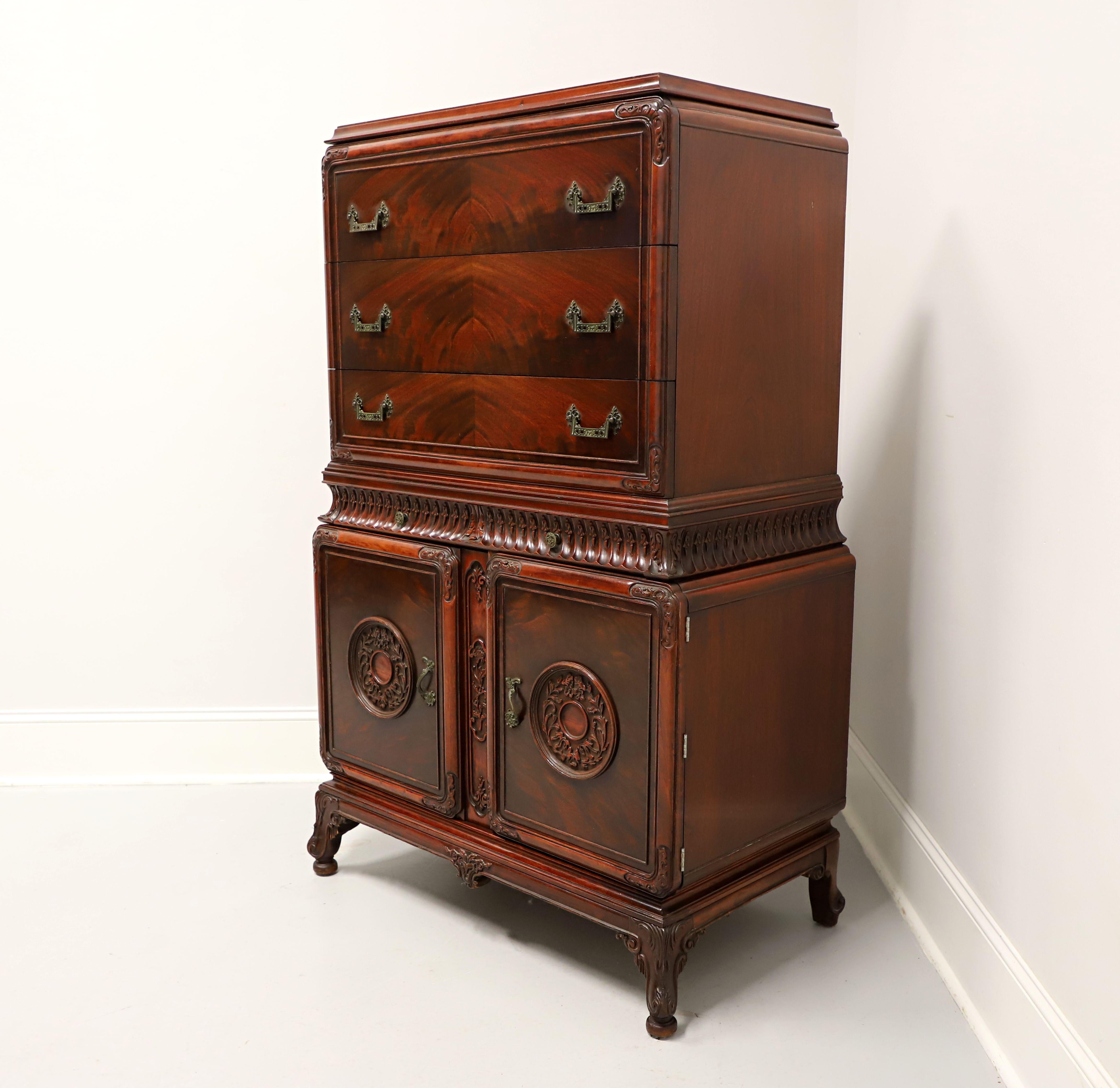 Chinoiserie Mid 20th Century Mahogany Asian Influenced Chest on Chest For Sale