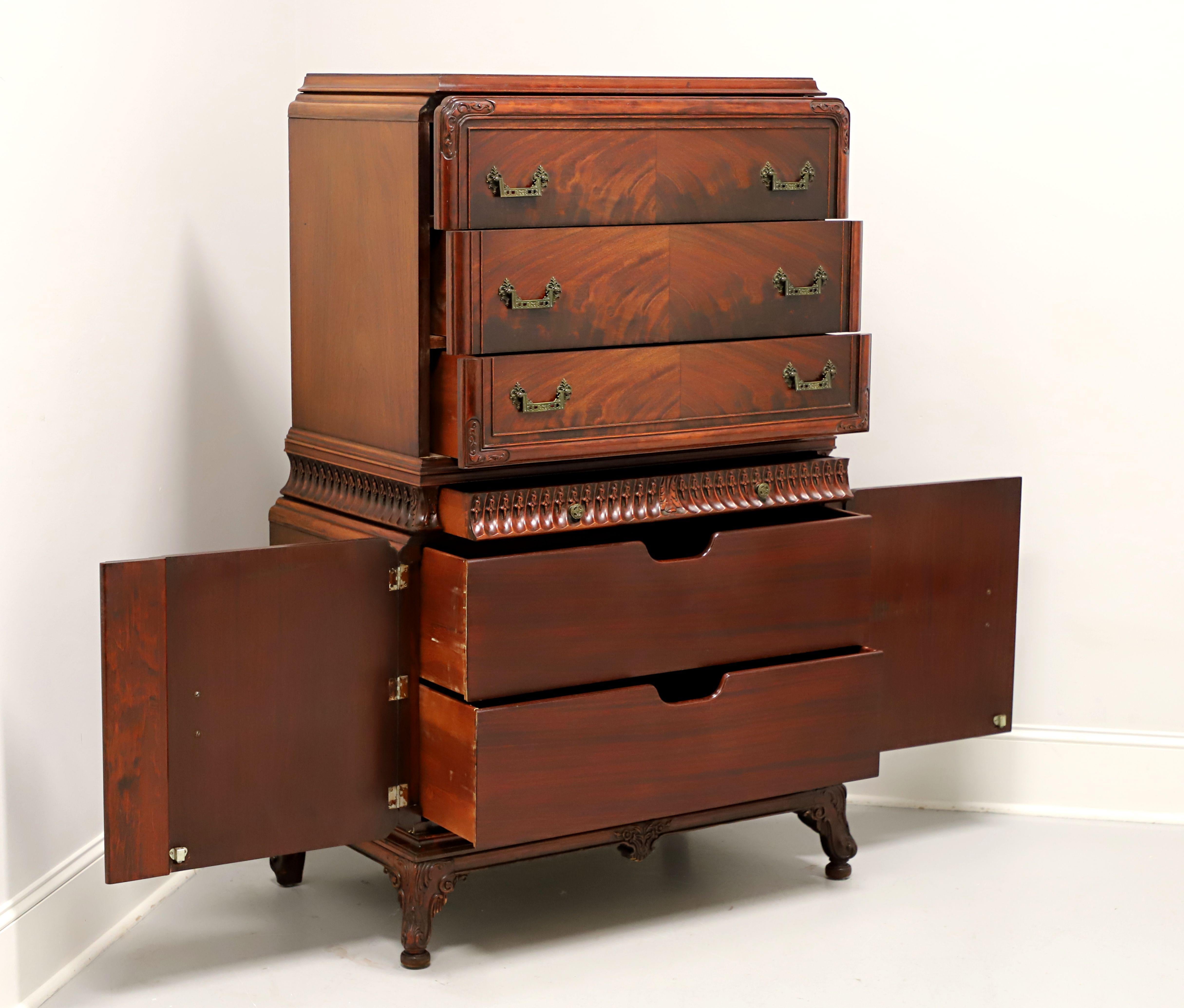 Mid 20th Century Mahogany Asian Influenced Chest on Chest In Good Condition For Sale In Charlotte, NC