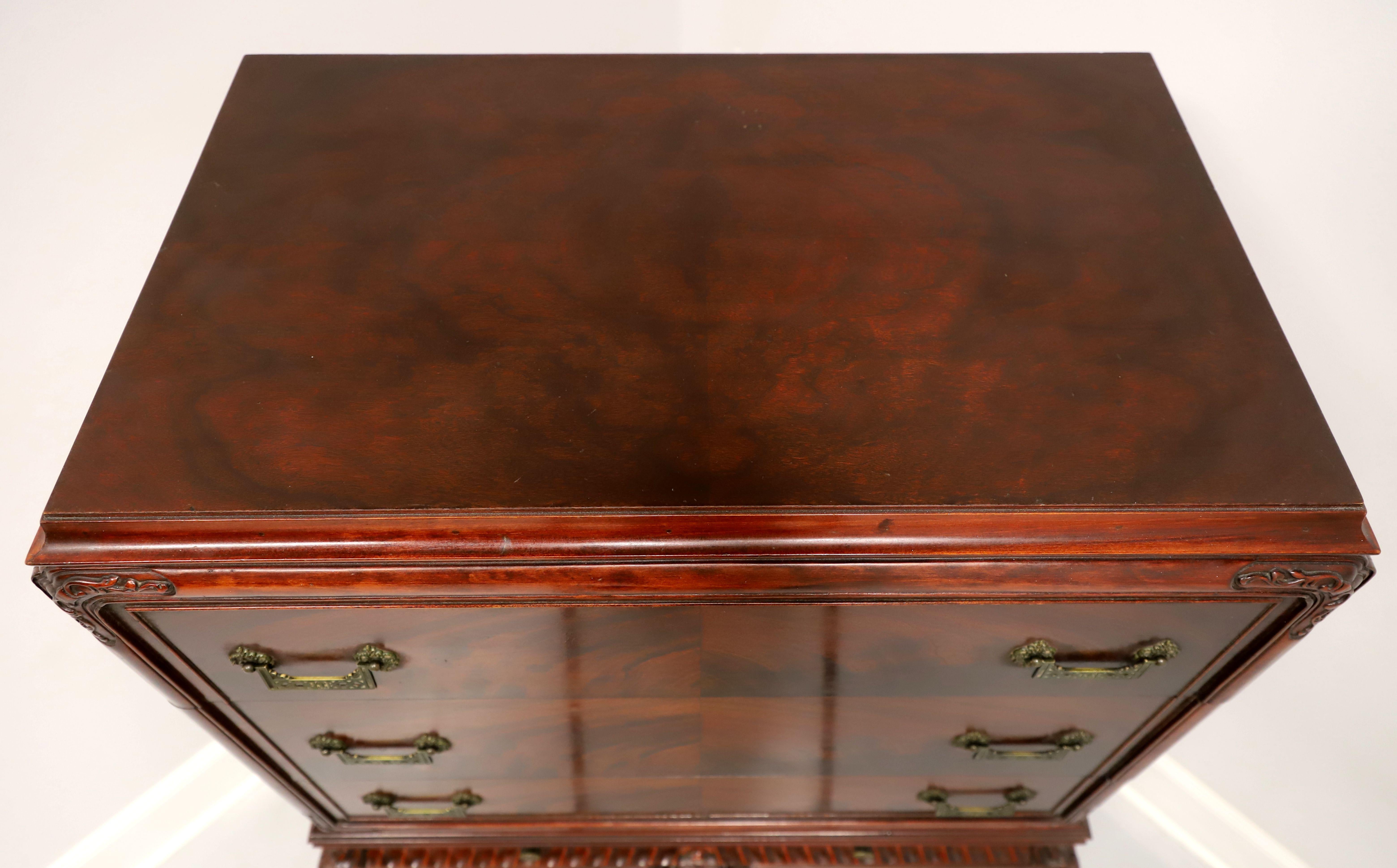 Brass Mid 20th Century Mahogany Asian Influenced Chest on Chest For Sale