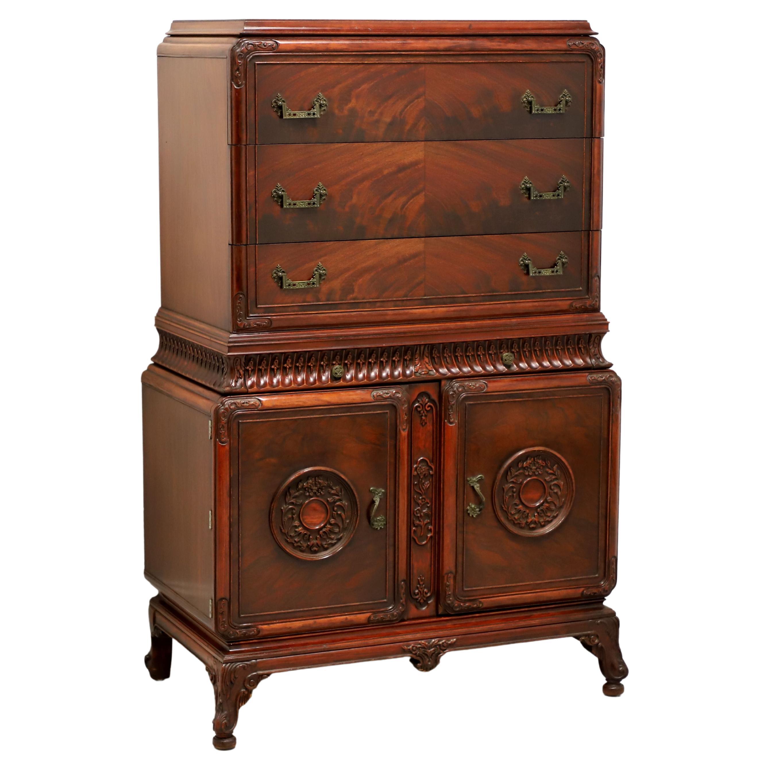 Mid 20th Century Mahogany Asian Influenced Chest on Chest For Sale