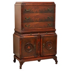 Retro Mid 20th Century Mahogany Asian Influenced Chest on Chest