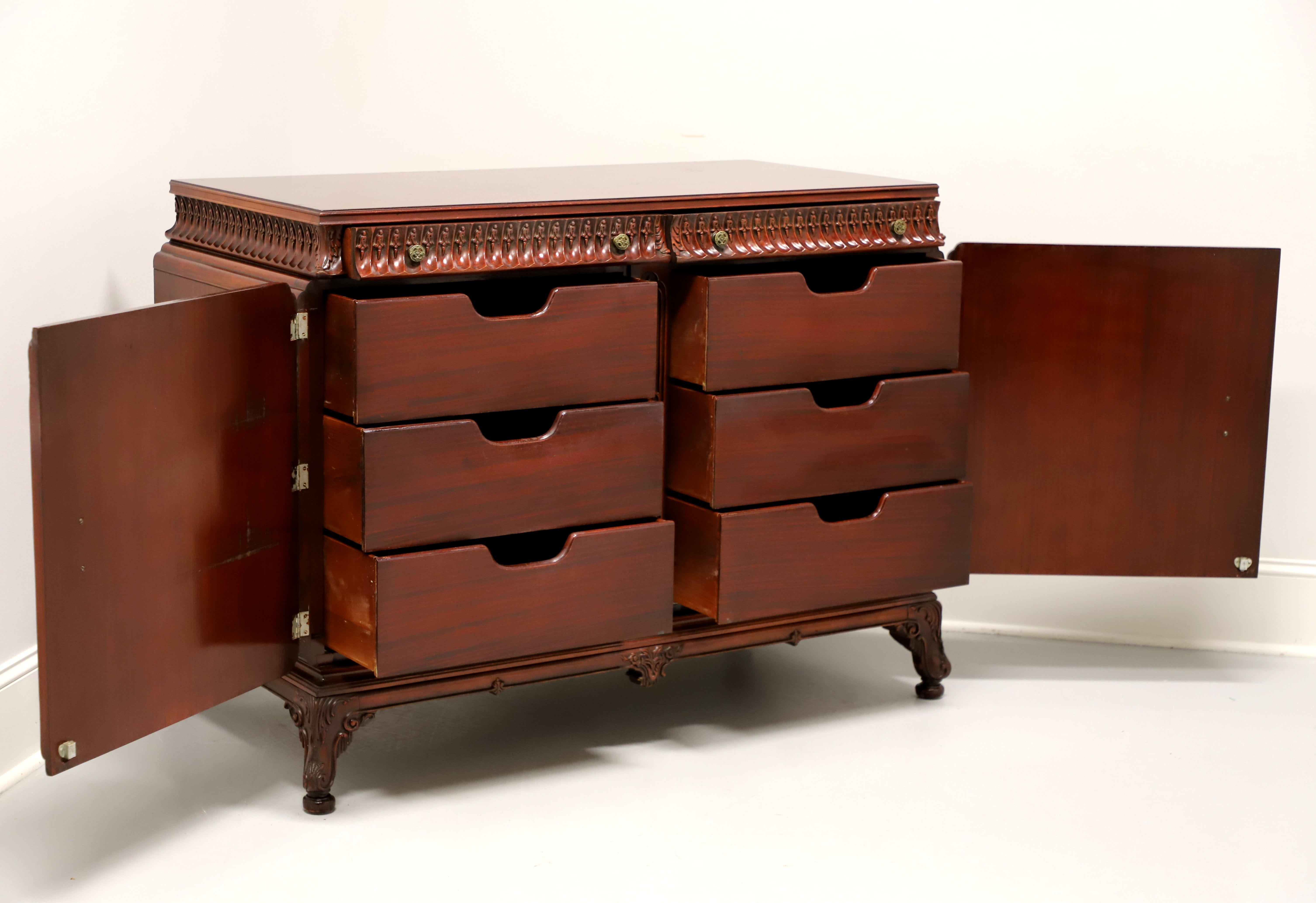 Brass Mid 20th Century Mahogany Asian Influenced Double Dresser For Sale