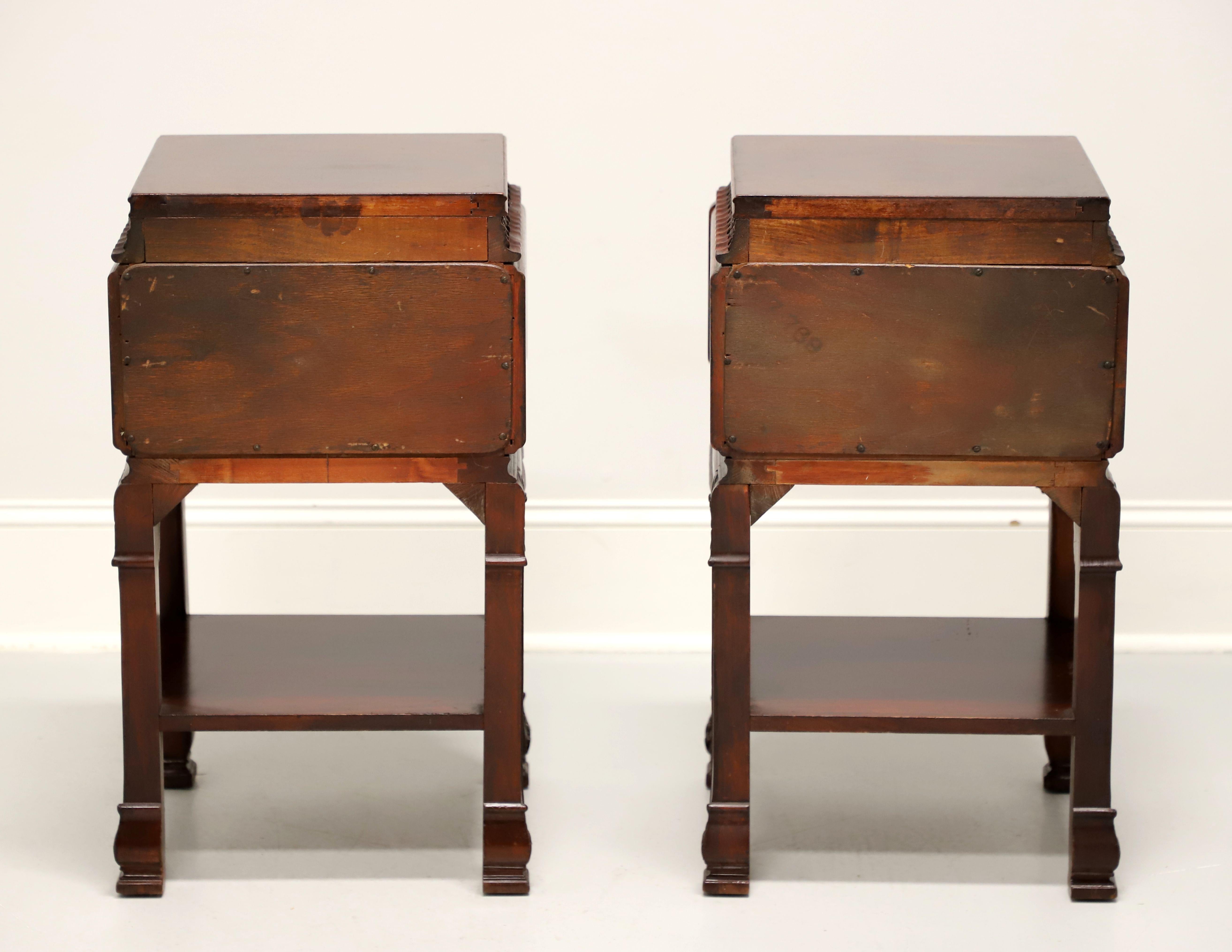 Chinoiserie Mid 20th Century Mahogany Asian Influenced Nightstands - Pair For Sale