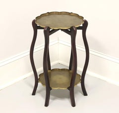 Mid 20th Century Mahogany Asian Two-Tier Collapsible Brass Tray Table