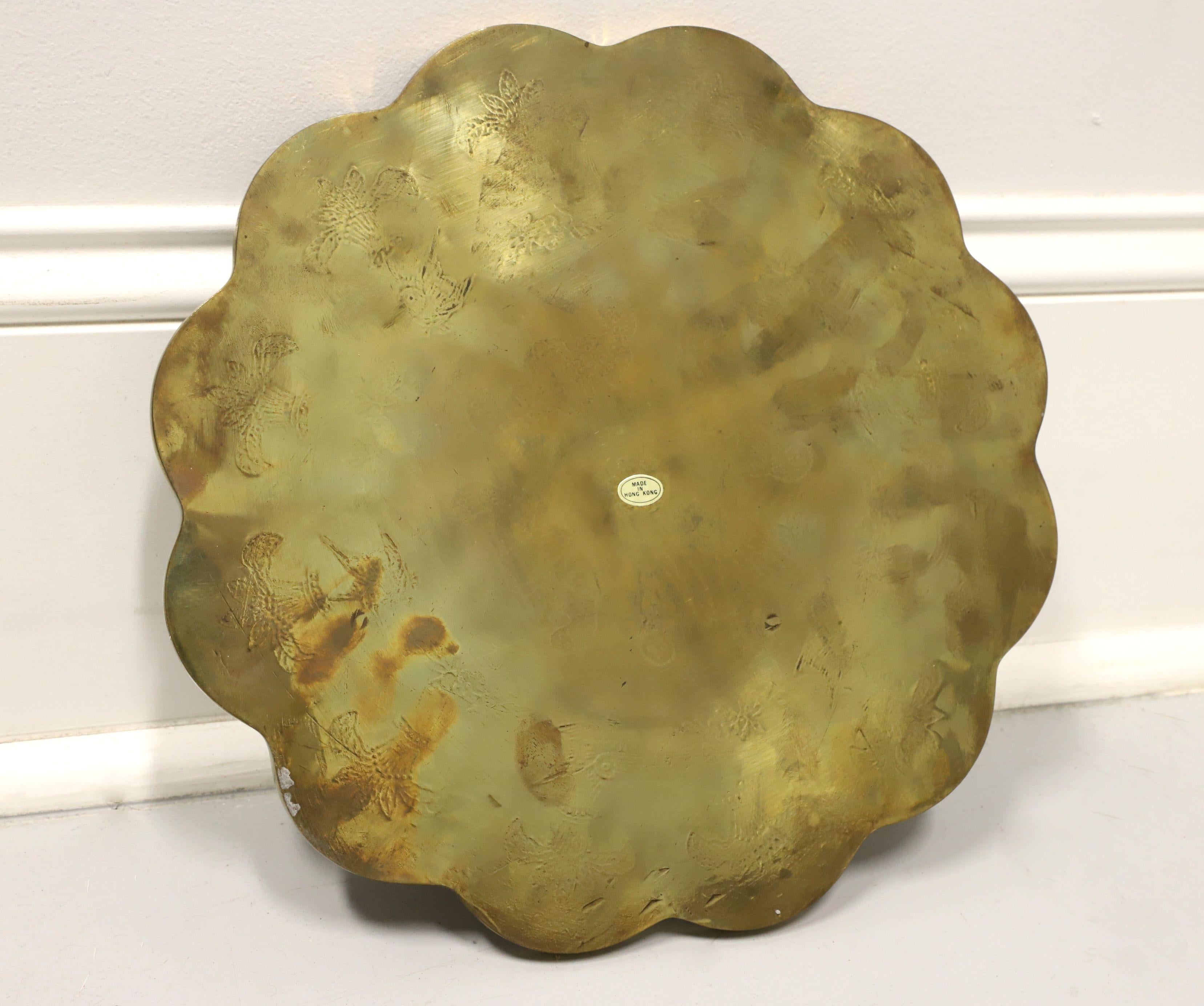 Mid 20th Century Mahogany Asian Two-Tier Collapsible Brass Tray Table For Sale 1