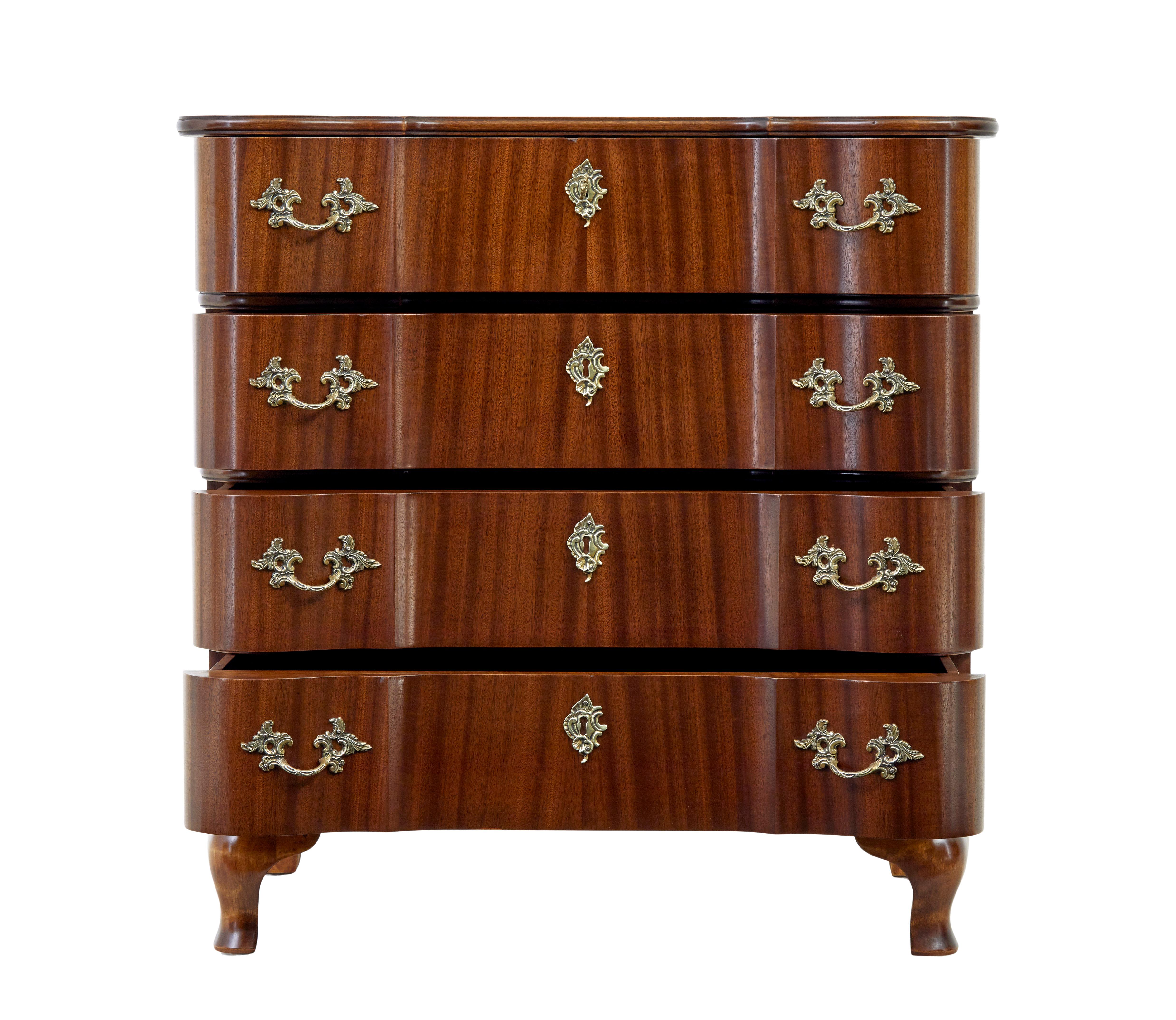 Baroque Mid 20th century mahogany baroque revival chest of drawers For Sale
