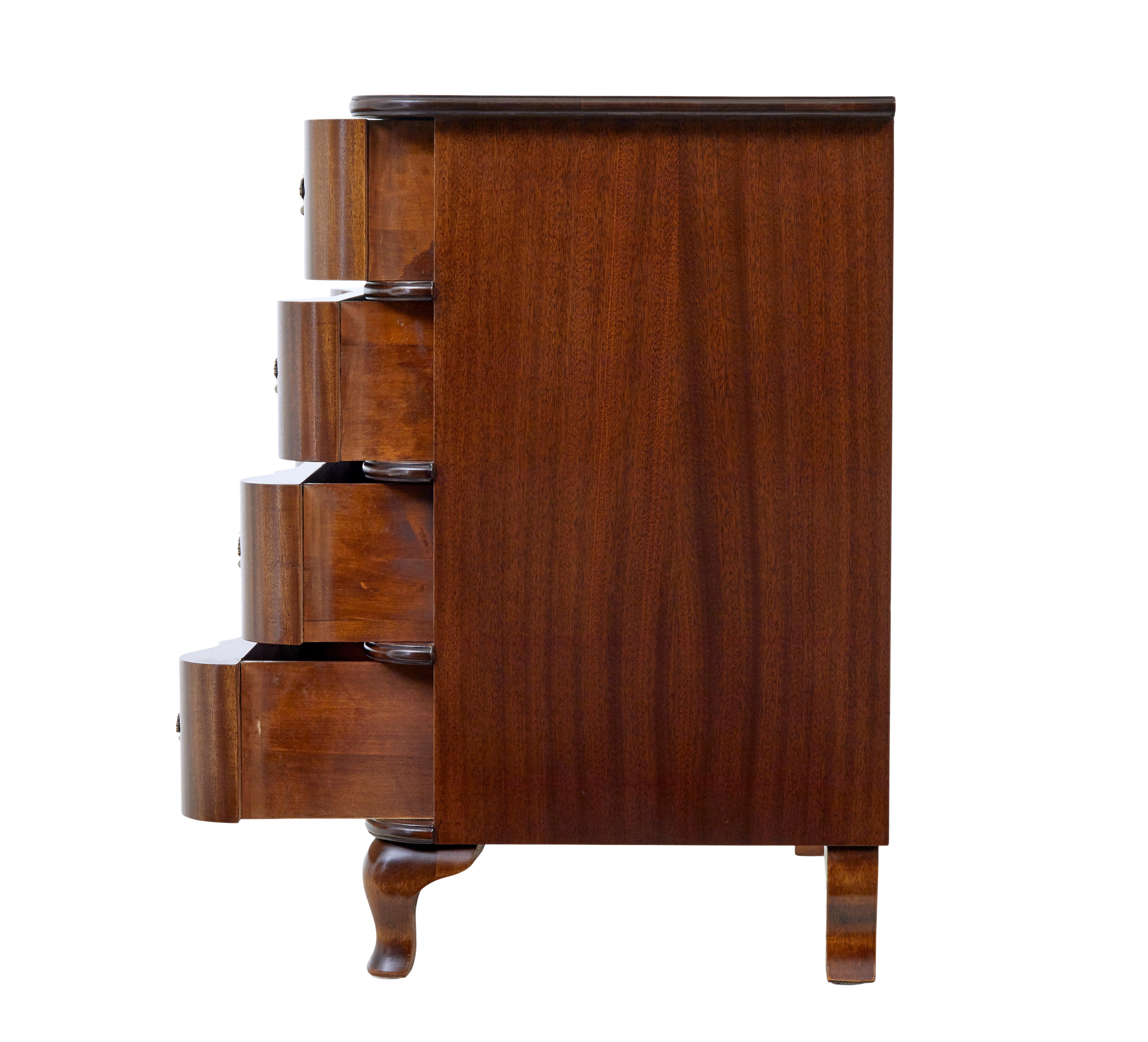 Swedish Mid 20th century mahogany baroque revival chest of drawers For Sale