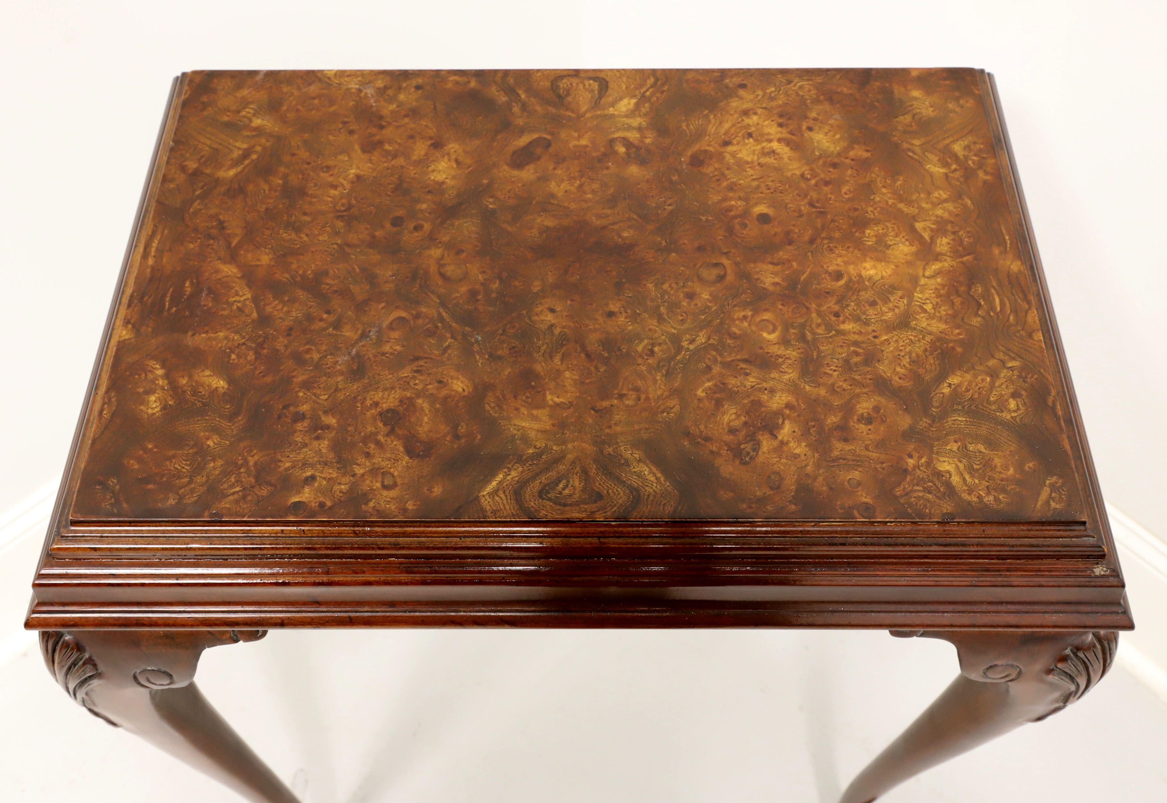 Mid 20th Century Mahogany Burlwood Top Queen Anne End Side Table For Sale 1