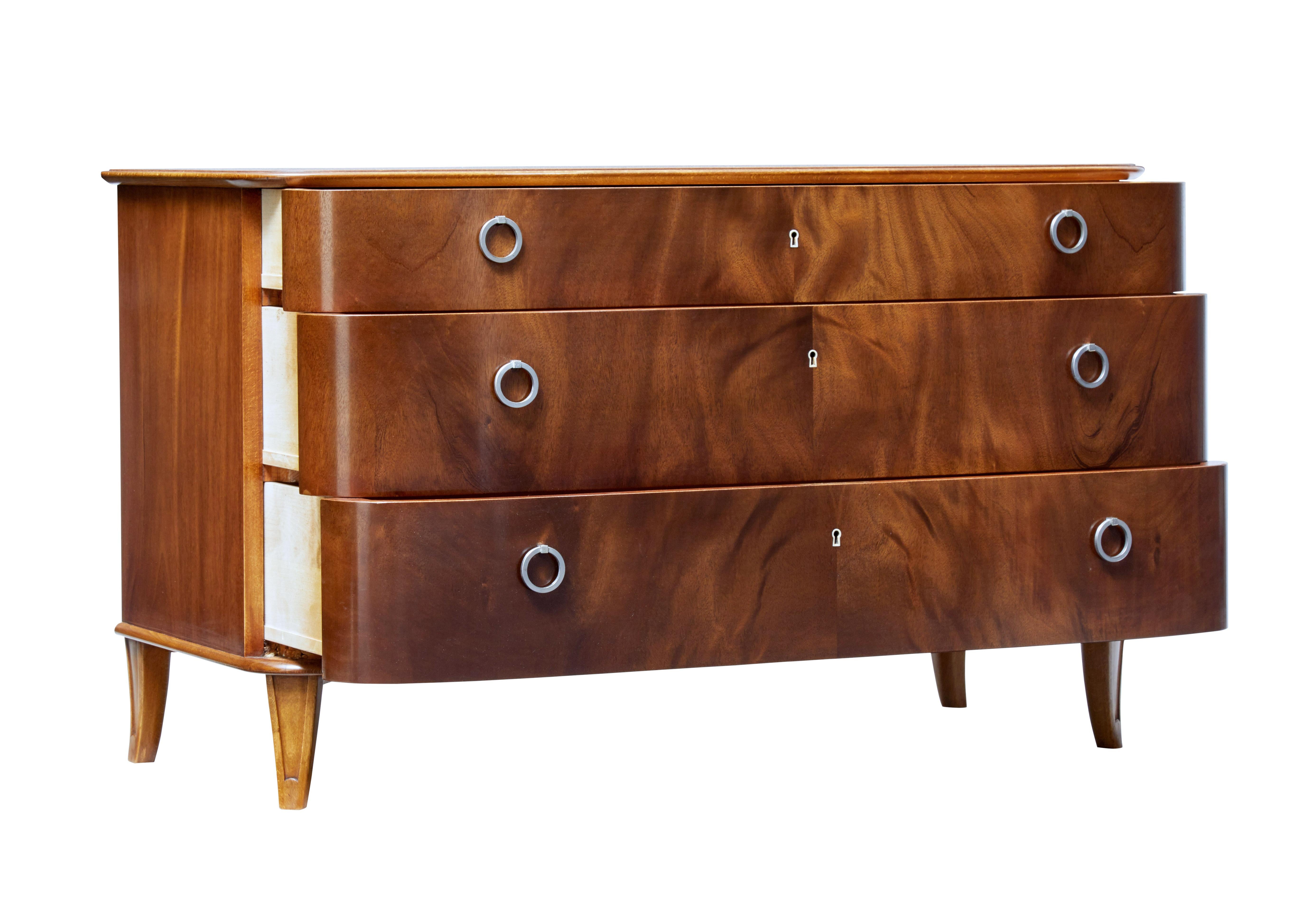 Scandinavian Modern Mid-20th Century Mahogany Chest of Drawers Svensk Mobelindustri