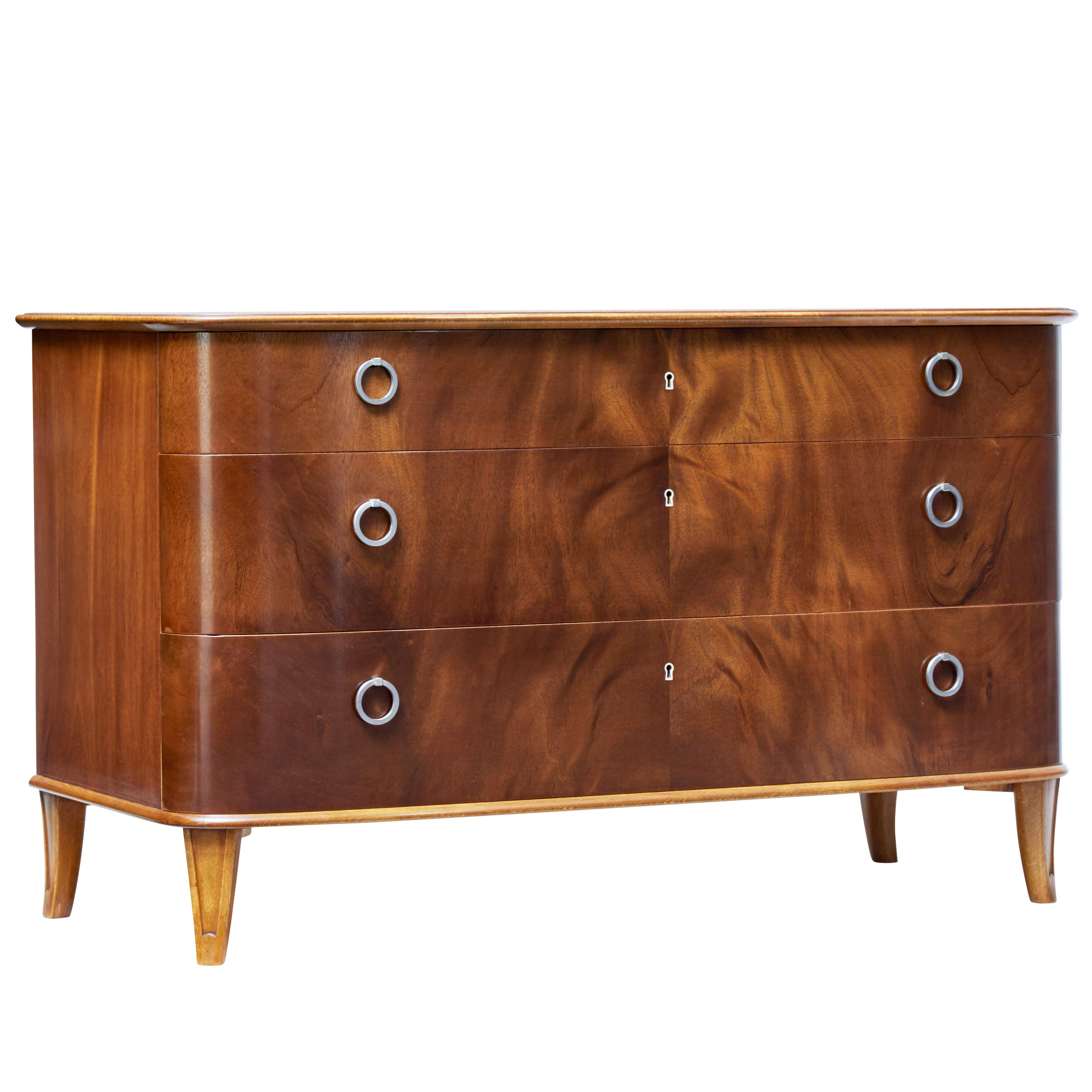 Mid-20th Century Mahogany Chest of Drawers Svensk Mobelindustri