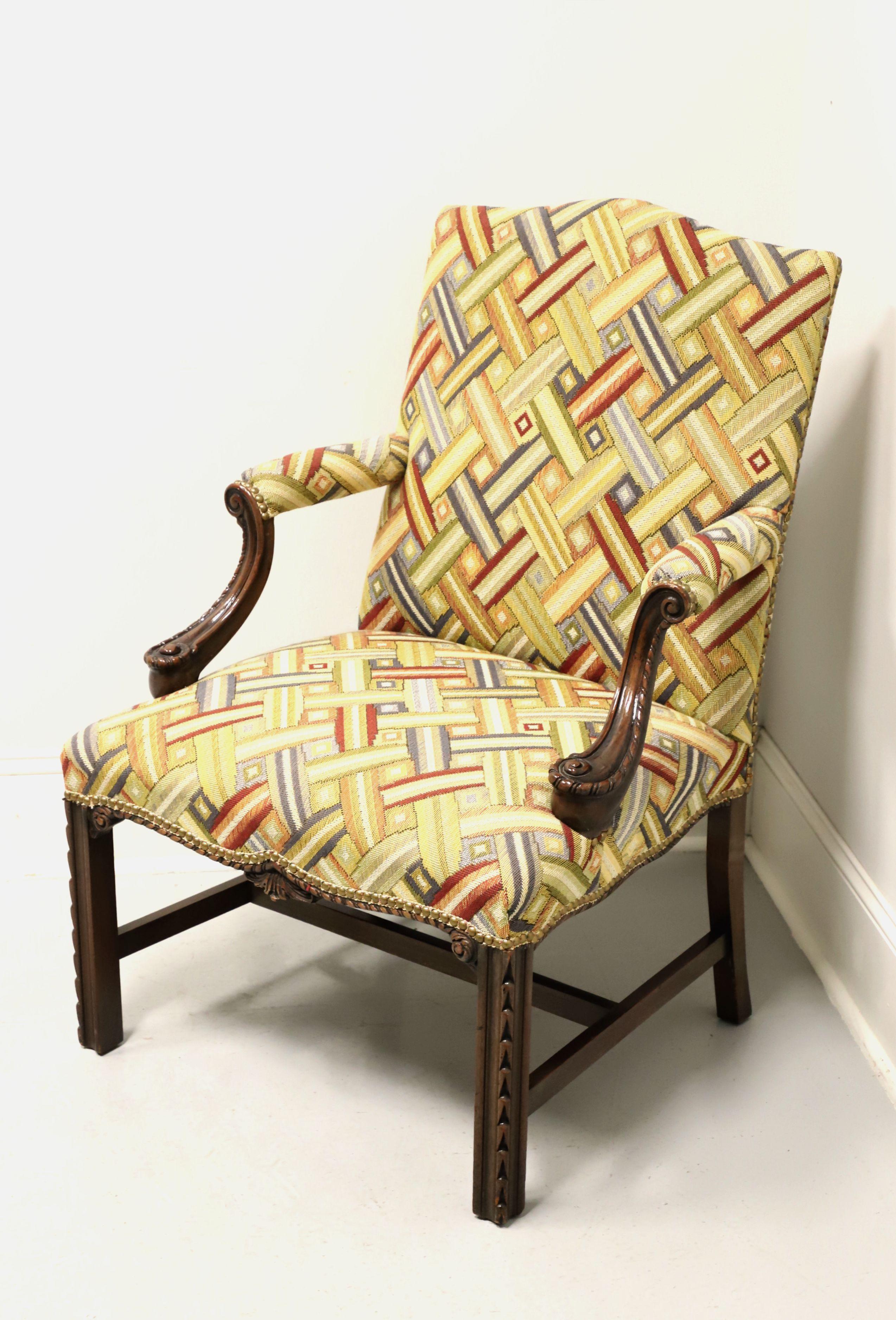 American Mid 20th Century Mahogany Chippendale Martha Washington Armchair For Sale