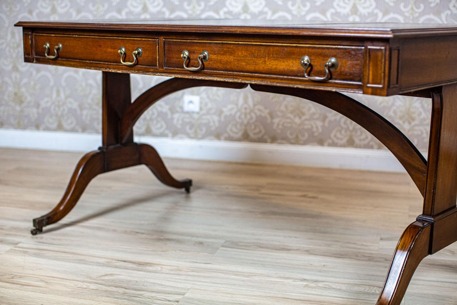 Leather Mid-20th Century Mahogany Desk in the English Style