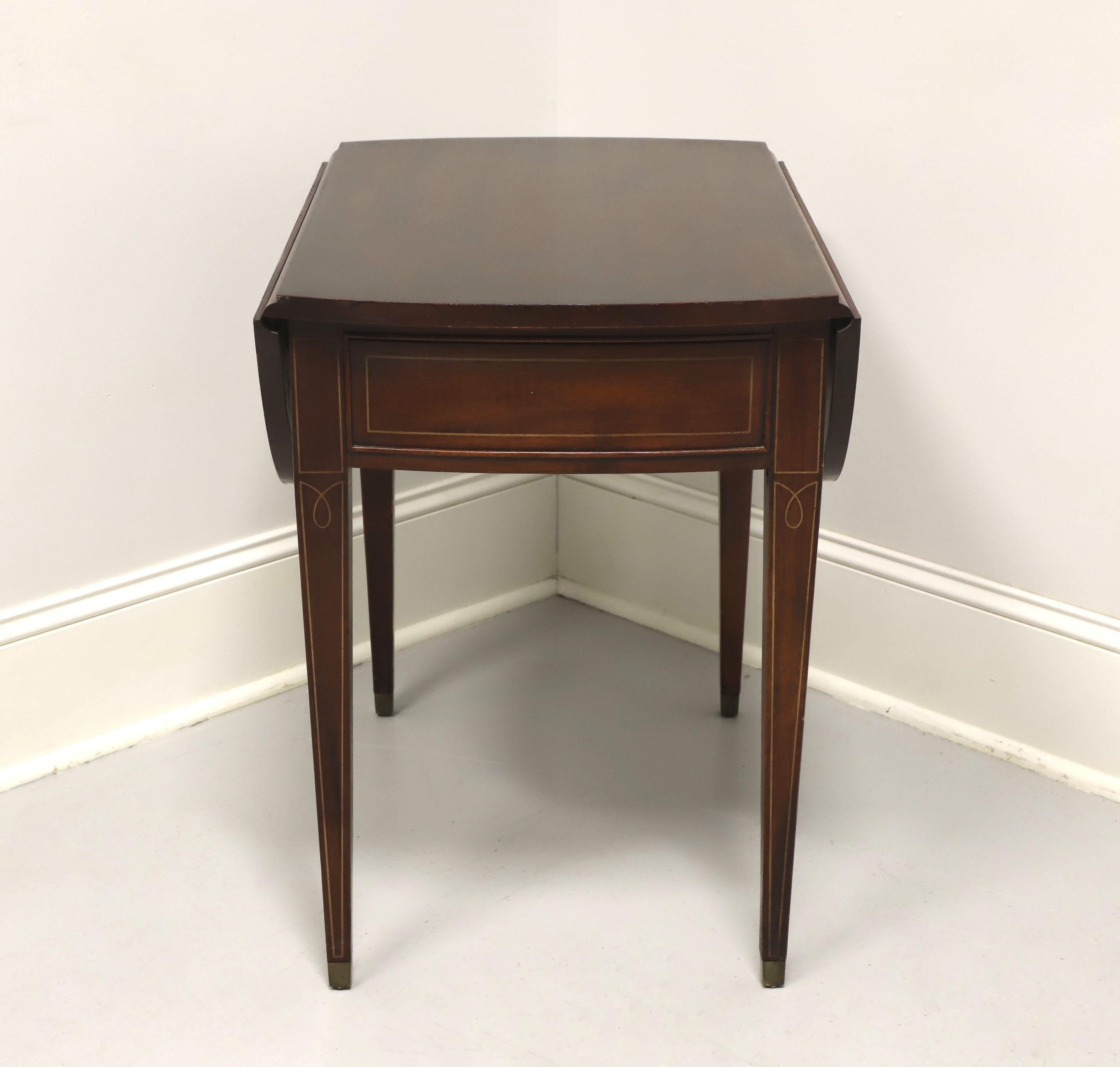 Brass Mid 20th Century Mahogany Hepplewhite Drop-Leaf Pembroke Table For Sale