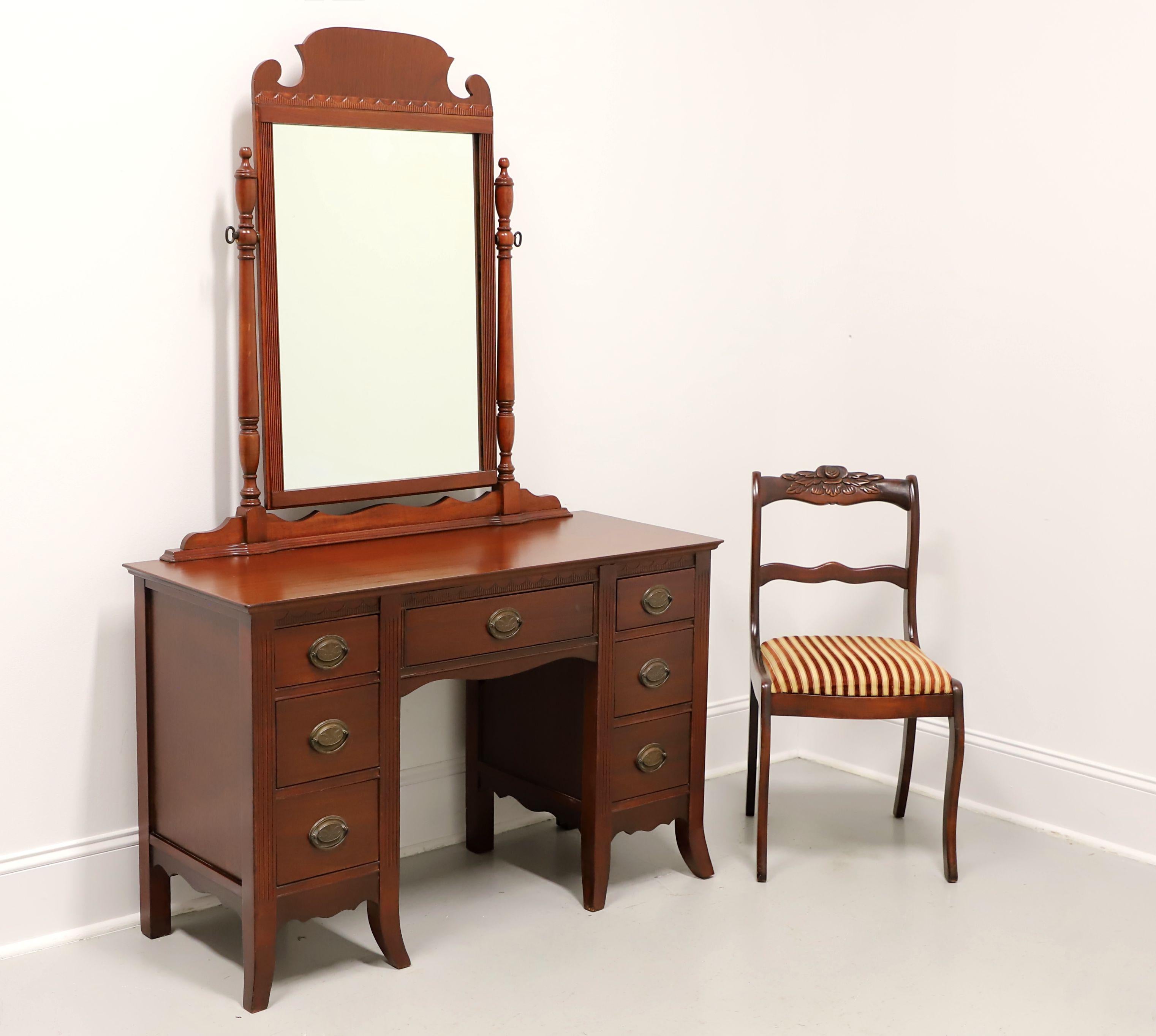 Mid 20th Century Mahogany Hepplewhite Vanity with Cheval Mirror and Side Chair For Sale 8
