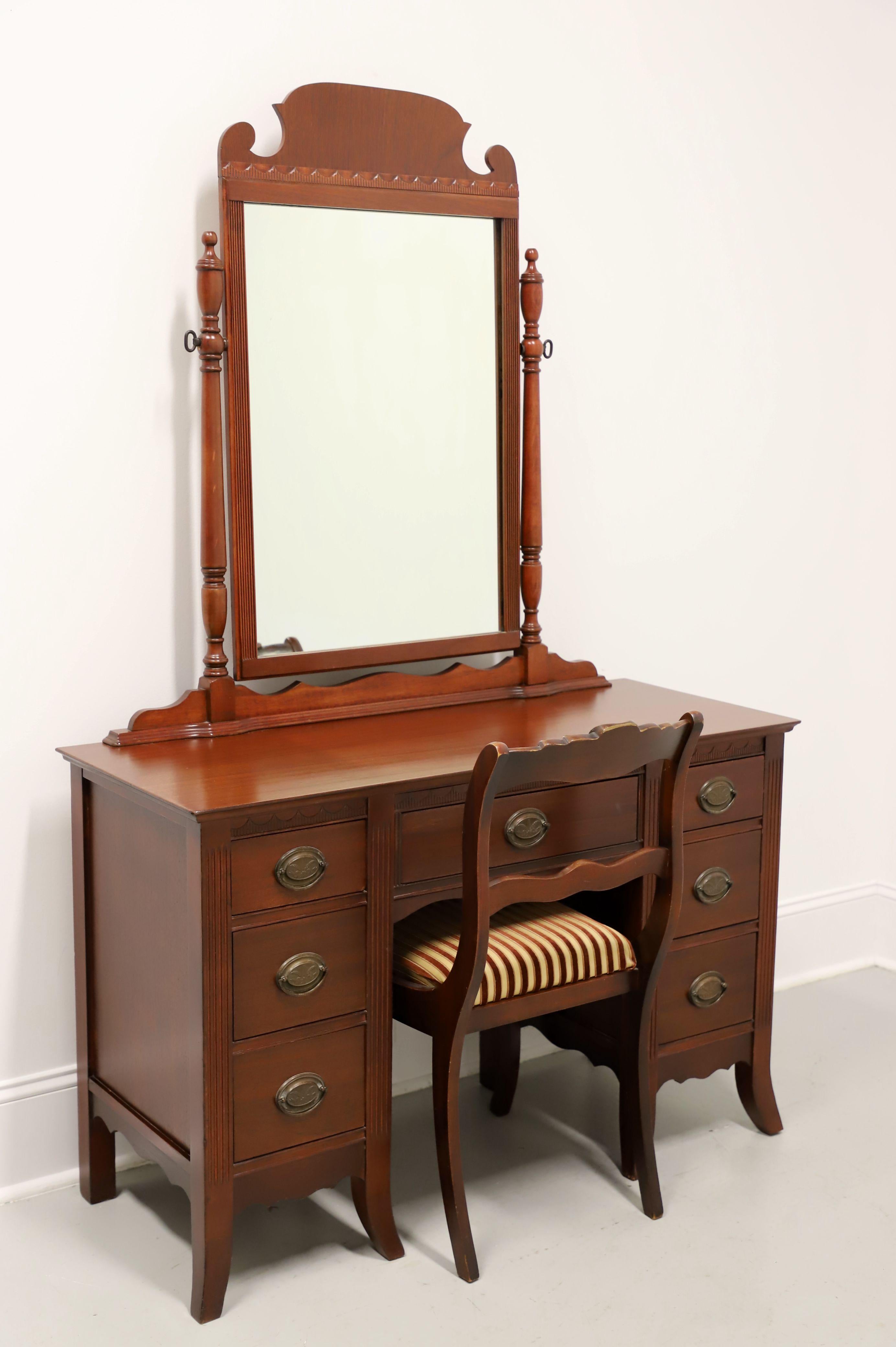 American Mid 20th Century Mahogany Hepplewhite Vanity with Cheval Mirror and Side Chair For Sale