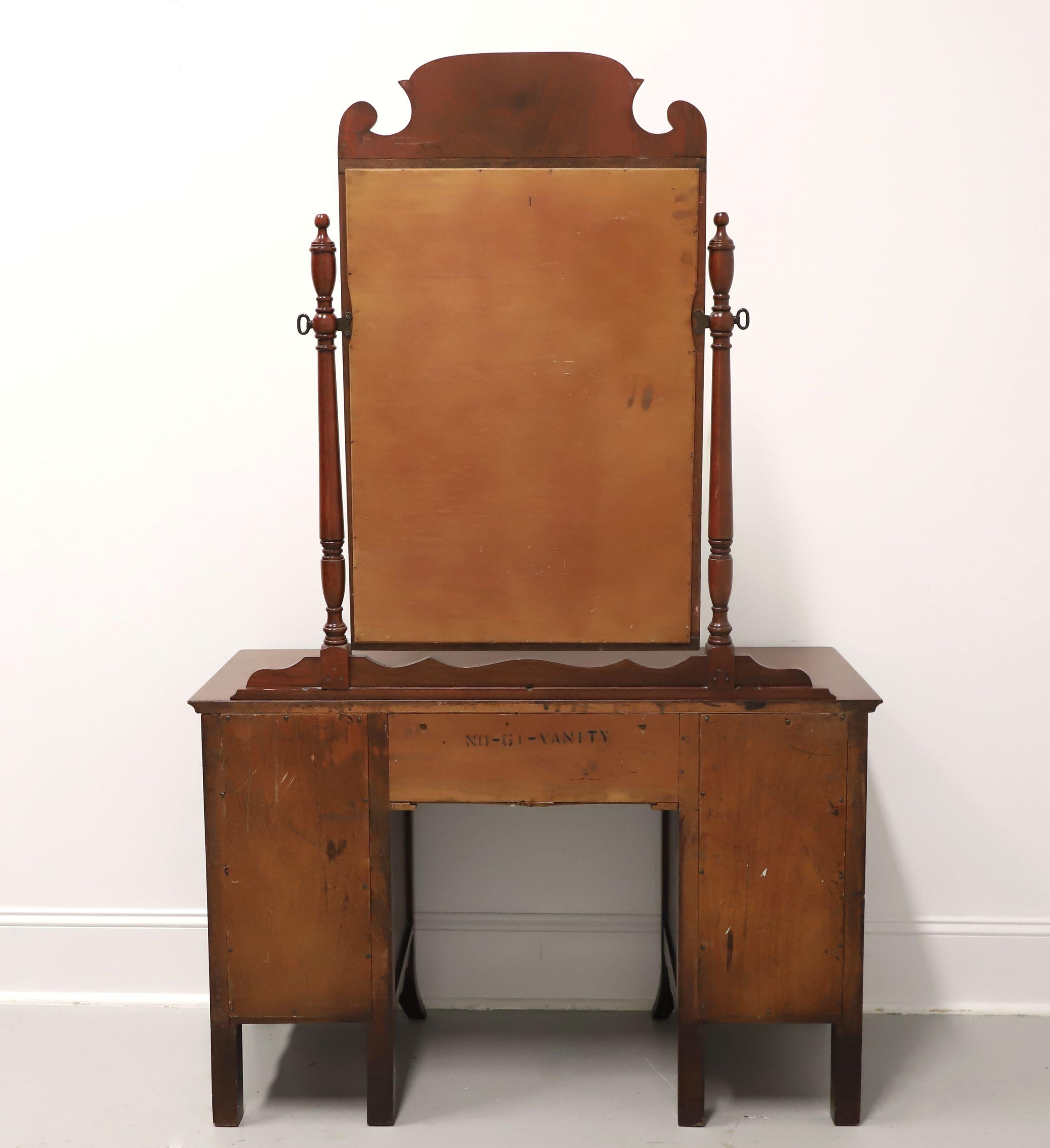 Mid 20th Century Mahogany Hepplewhite Vanity with Cheval Mirror and Side Chair In Good Condition For Sale In Charlotte, NC