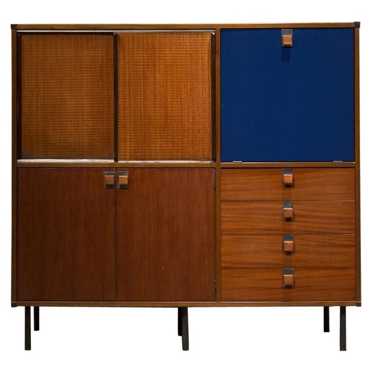Mid-20th Century Mahogany Italian Sideboard and Drop-Down Flap, 1960 For Sale