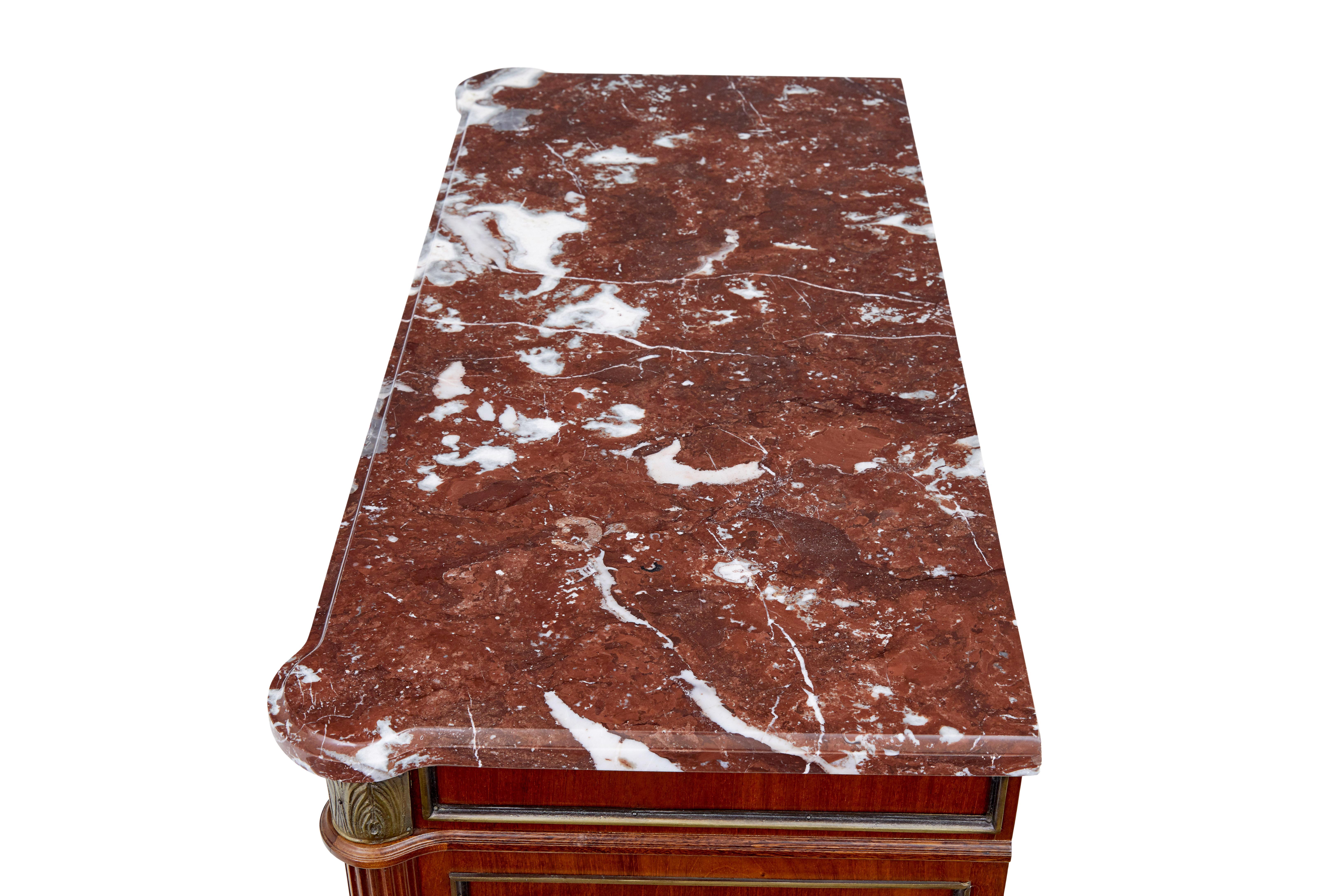 Rococo Mid 20th century mahogany marble top chest of drawers For Sale