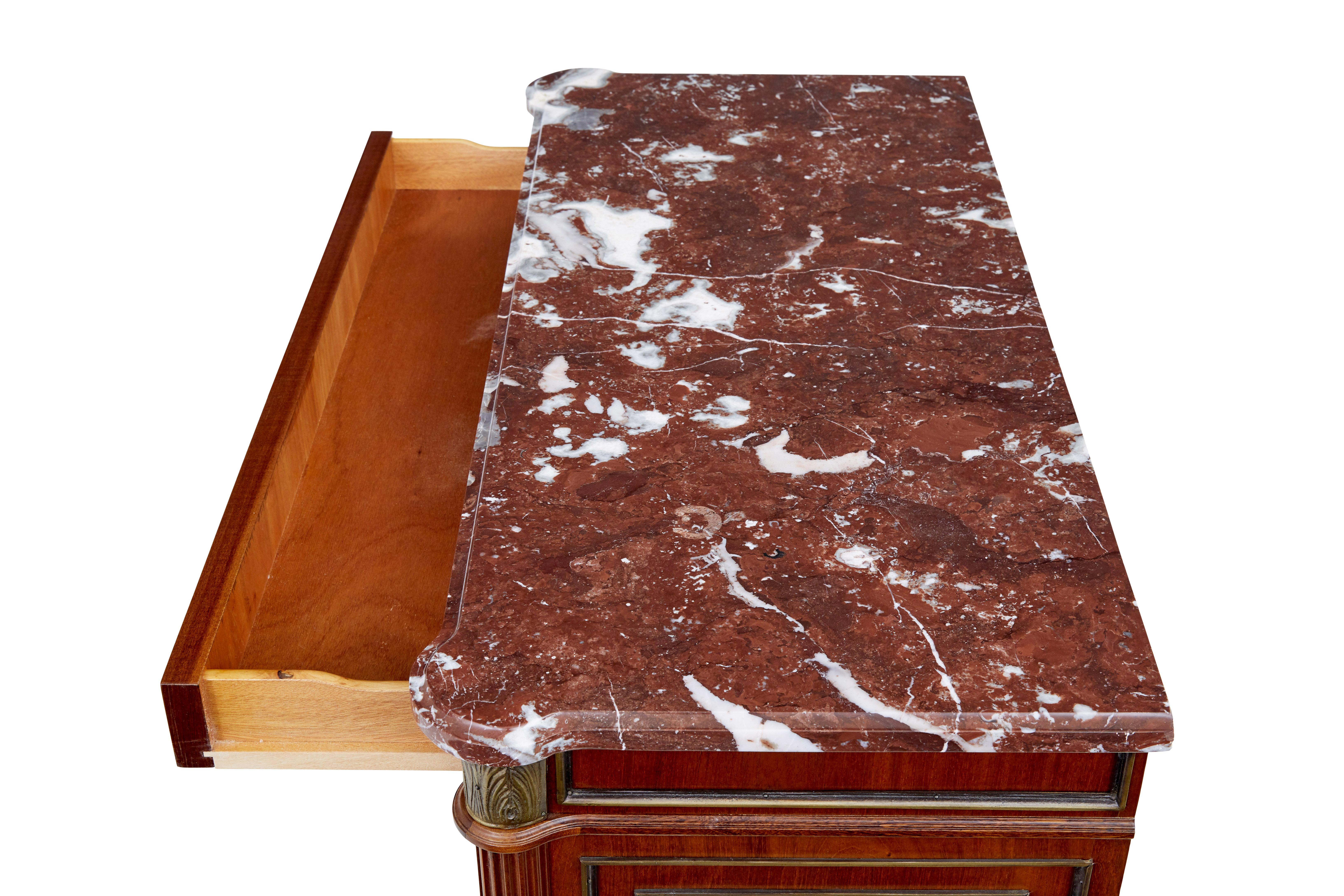 Swedish Mid 20th century mahogany marble top chest of drawers For Sale