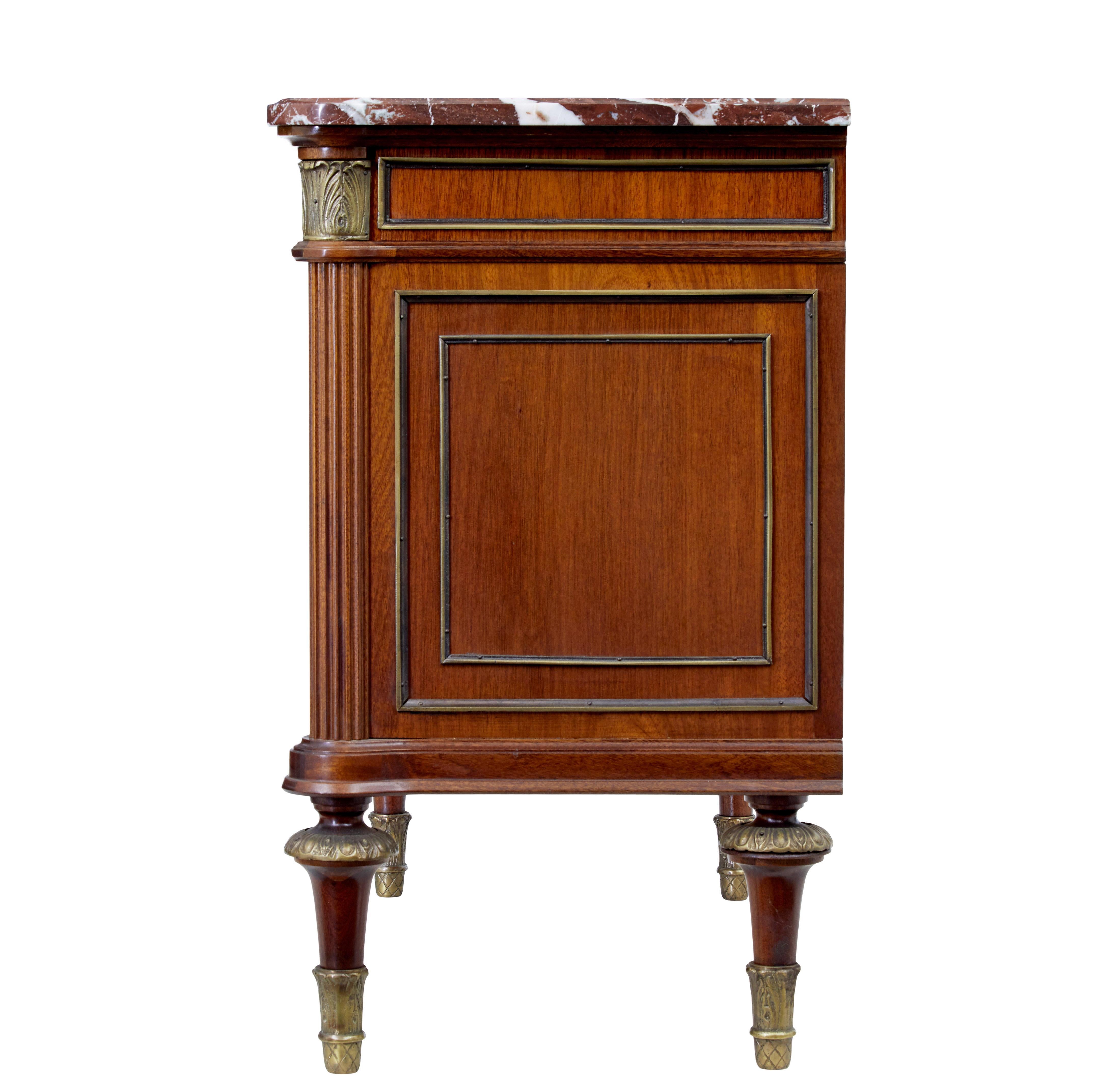 Mid 20th century mahogany marble top chest of drawers For Sale 1