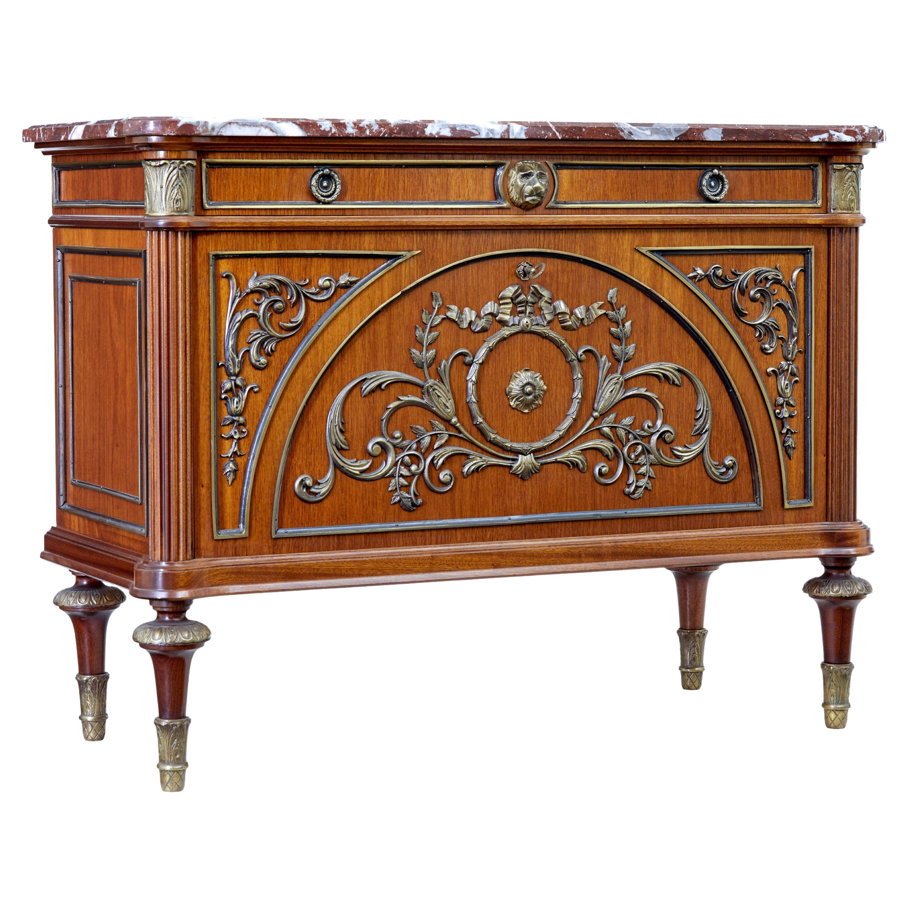 Mid 20th century mahogany marble top chest of drawers