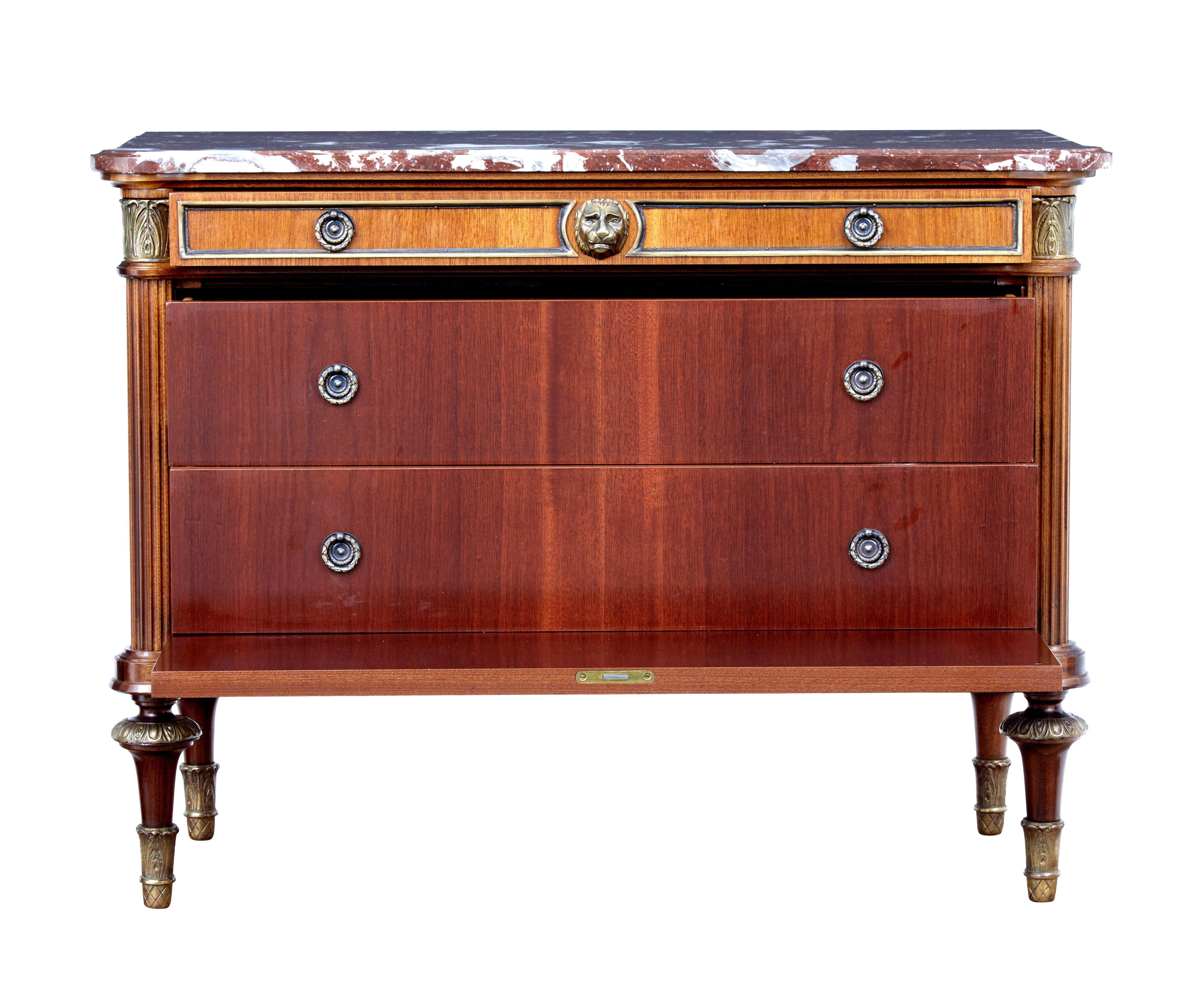 Mid-20th Century Mahogany Marble-Top Commode (Neurokoko)