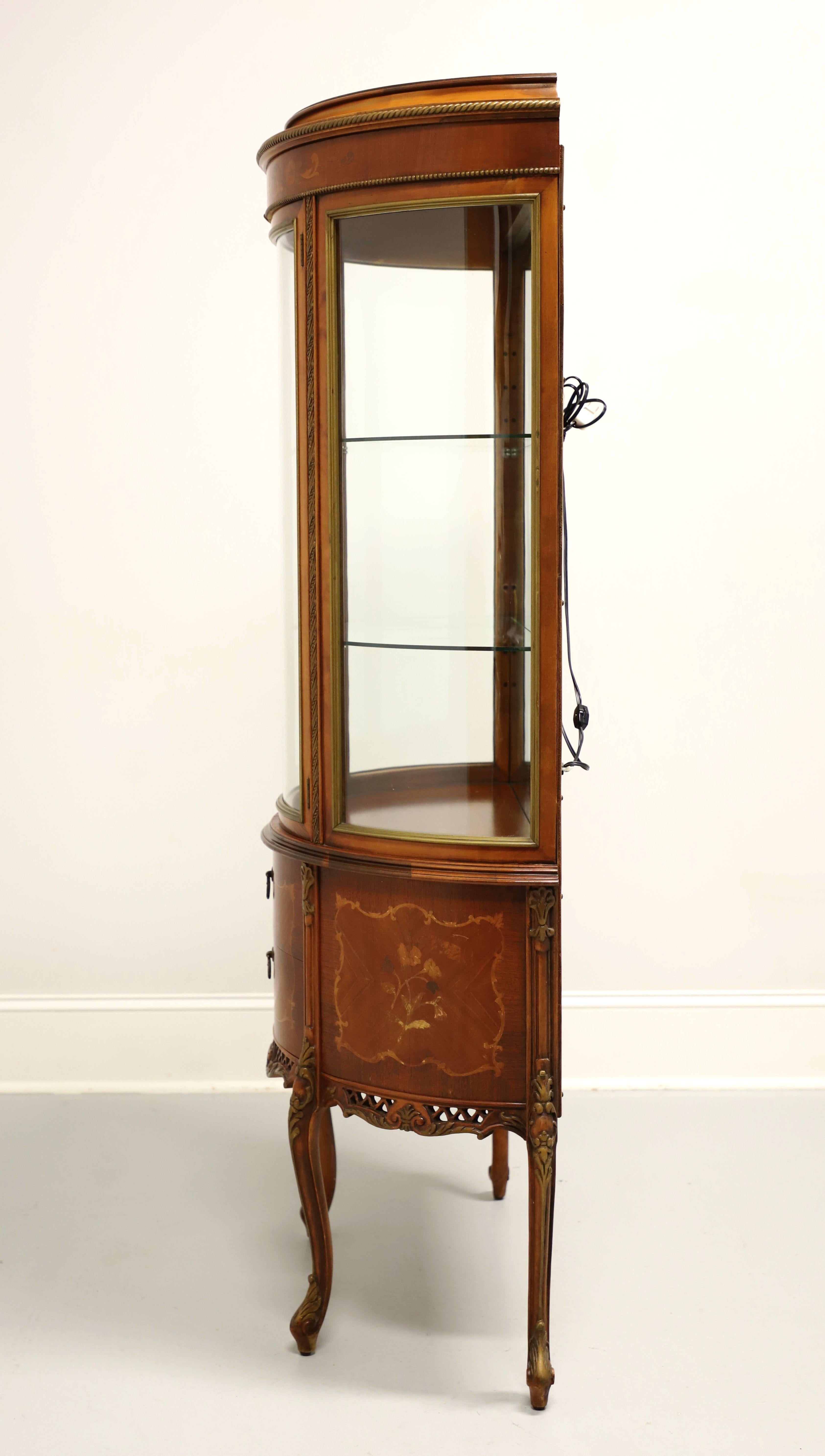 American Mid 20th Century Mahogany & Satinwood Marquetry French Louis XV Style Vitrine