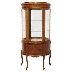 Mid 20th Century Mahogany 
Satinwood Marquetry French Louis XV Style Vitrine