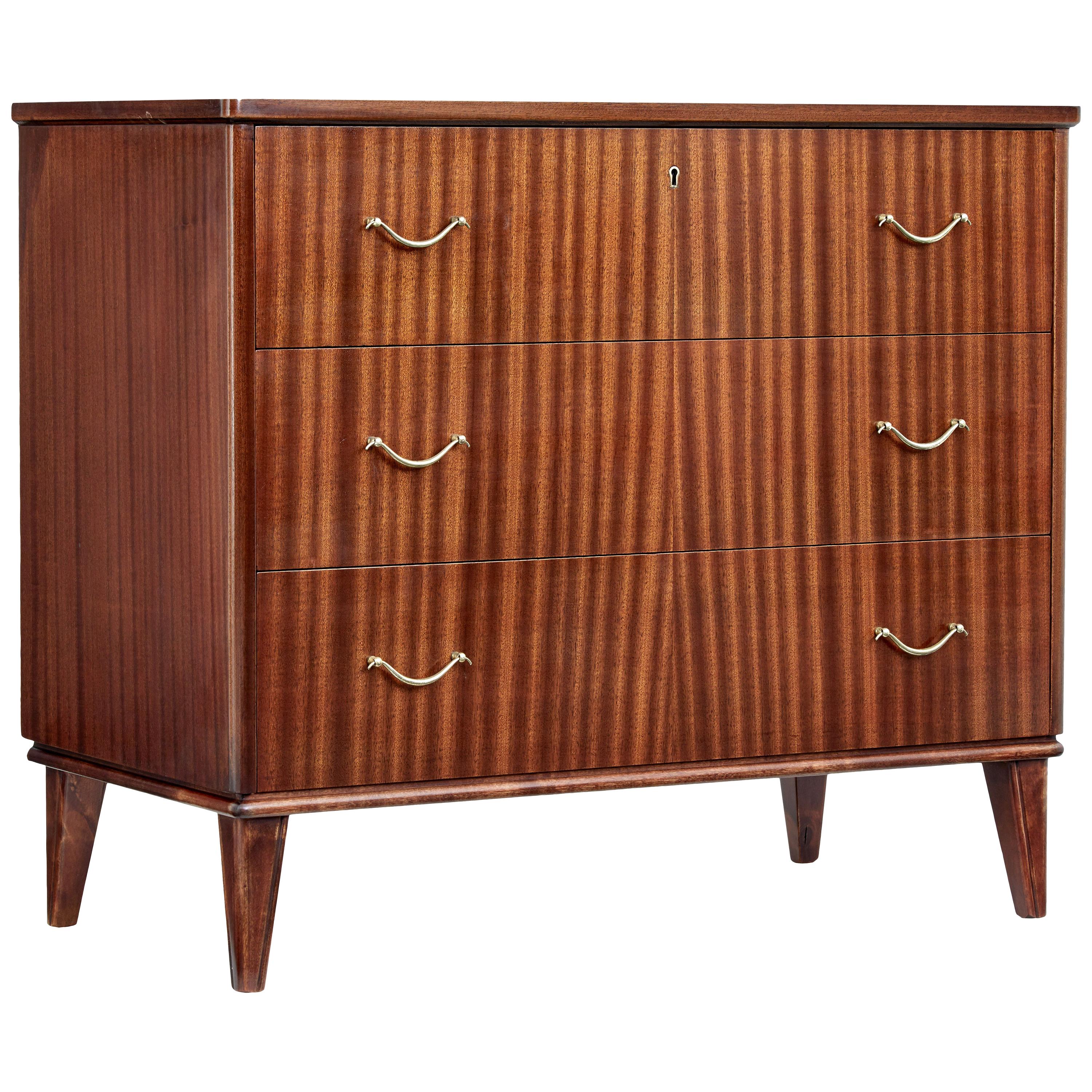 Mid-20th Century Mahogany Scandinavian Chest of Drawers