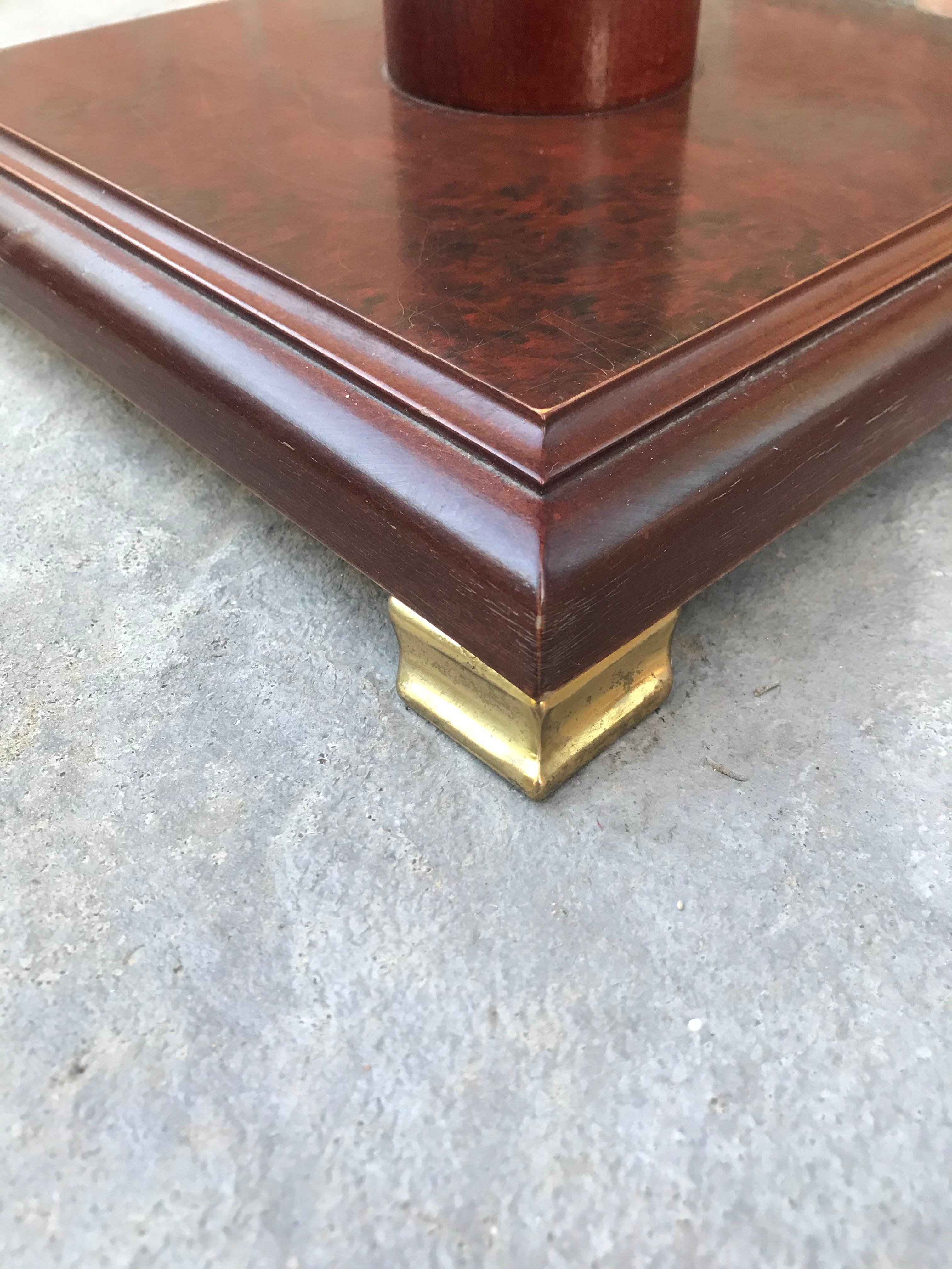 Mid-20th Century Mahogany Wood Square Top Pedestal Table For Sale 4