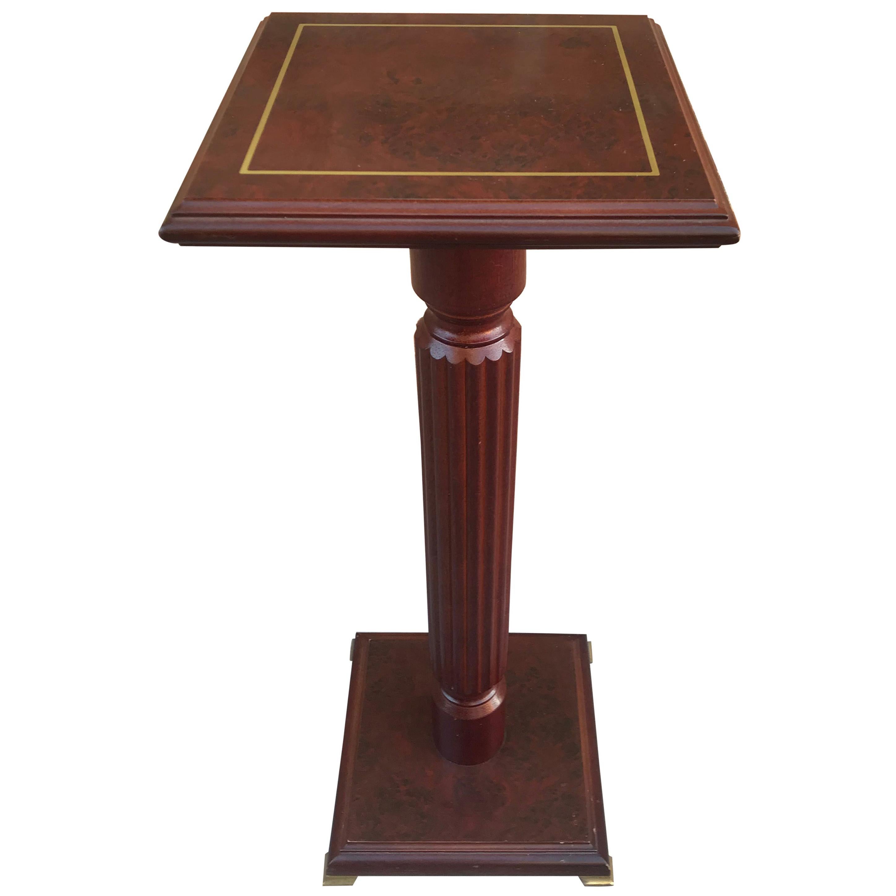 Mid-20th Century Mahogany Wood Square Top Pedestal Table For Sale
