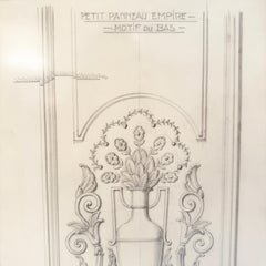 Mid-20th Century Maison Jansen Architectural Detail Original Pencil Drawing