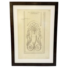 Dettaglio architettonico della Maison Jansen della metà del XX secolo Disegno originale a matita