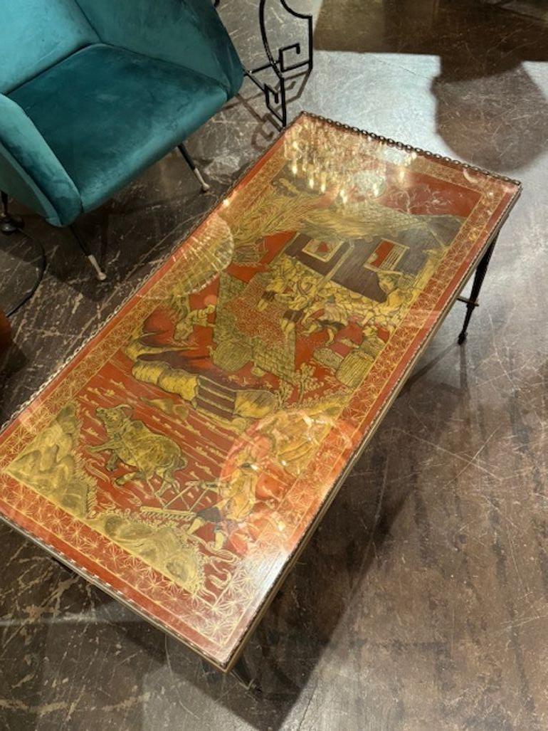 Français Table basse en laiton du milieu du 20e siècle de Maison Jansen en vente